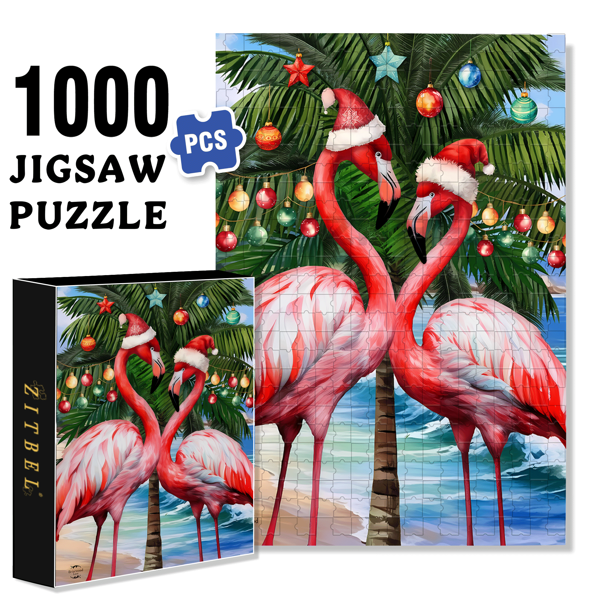 Briarwood Lane Festive Flamingos Garden 500pcs/1000pcs Jigsaw Puzzle, Scratch-Resistant, Interactive Family Game & Brain-Boosting DIY Decor, Perfect for Halloween, Christmas & New Year Gifts, Family Puzzle Game
