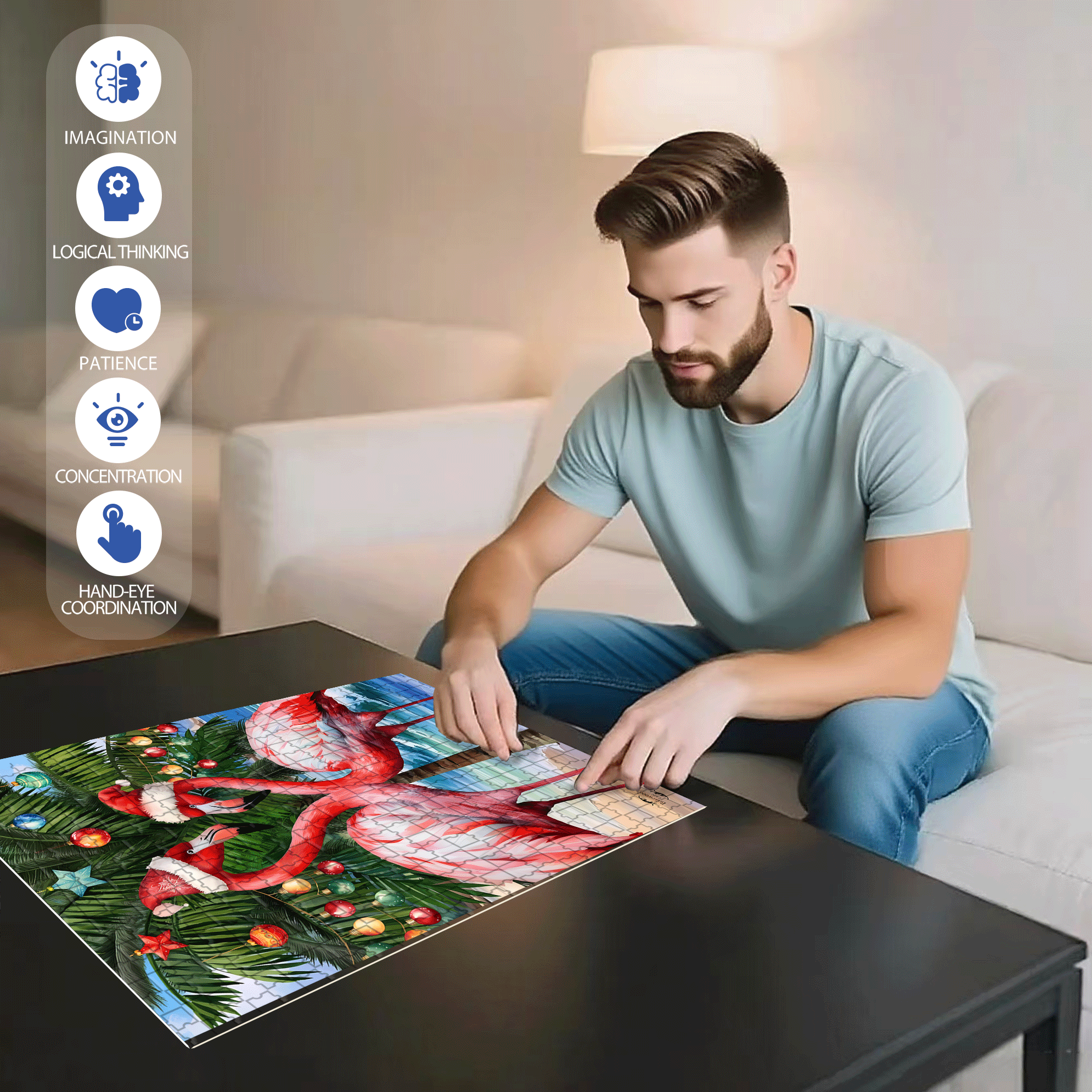 Briarwood Lane Festive Flamingos Garden 500pcs/1000pcs Jigsaw Puzzle, Scratch-Resistant, Interactive Family Game & Brain-Boosting DIY Decor, Perfect for Halloween, Christmas & New Year Gifts, Family Puzzle Game