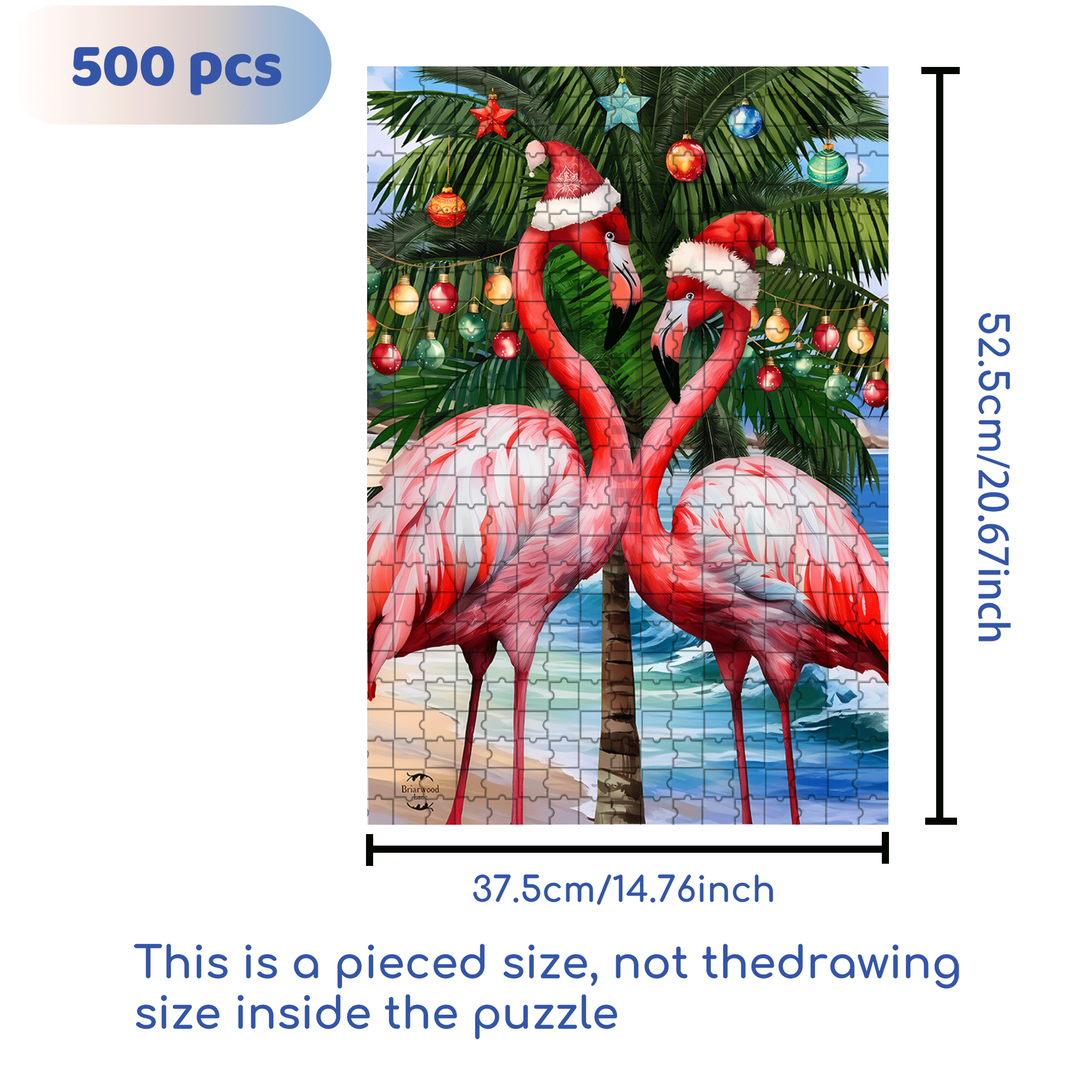 Briarwood Lane Festive Flamingos Garden 500pcs/1000pcs Jigsaw Puzzle, Scratch-Resistant, Interactive Family Game & Brain-Boosting DIY Decor, Perfect for Halloween, Christmas & New Year Gifts, Family Puzzle Game