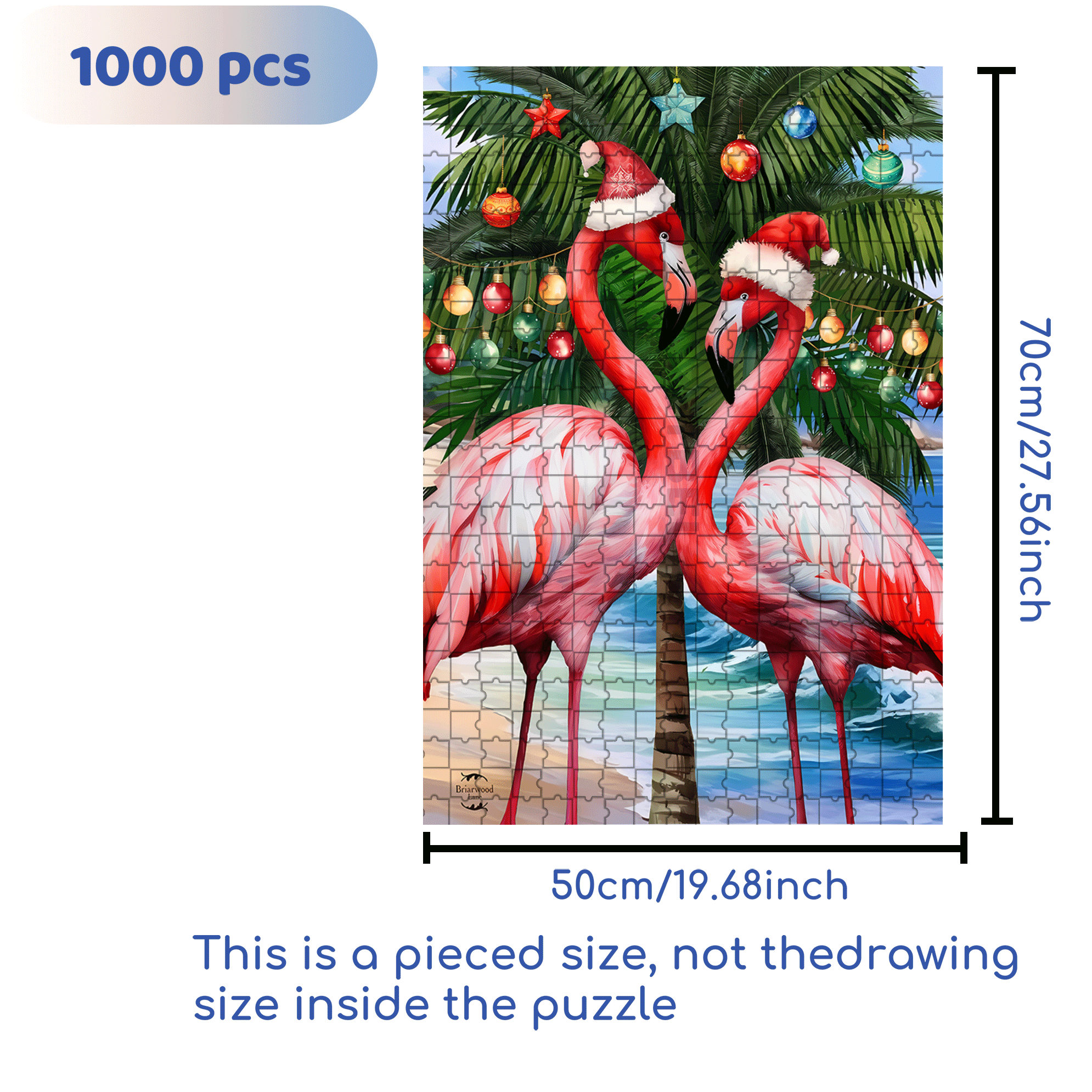 Briarwood Lane Festive Flamingos Garden 500pcs/1000pcs Jigsaw Puzzle, Scratch-Resistant, Interactive Family Game & Brain-Boosting DIY Decor, Perfect for Halloween, Christmas & New Year Gifts, Family Puzzle Game