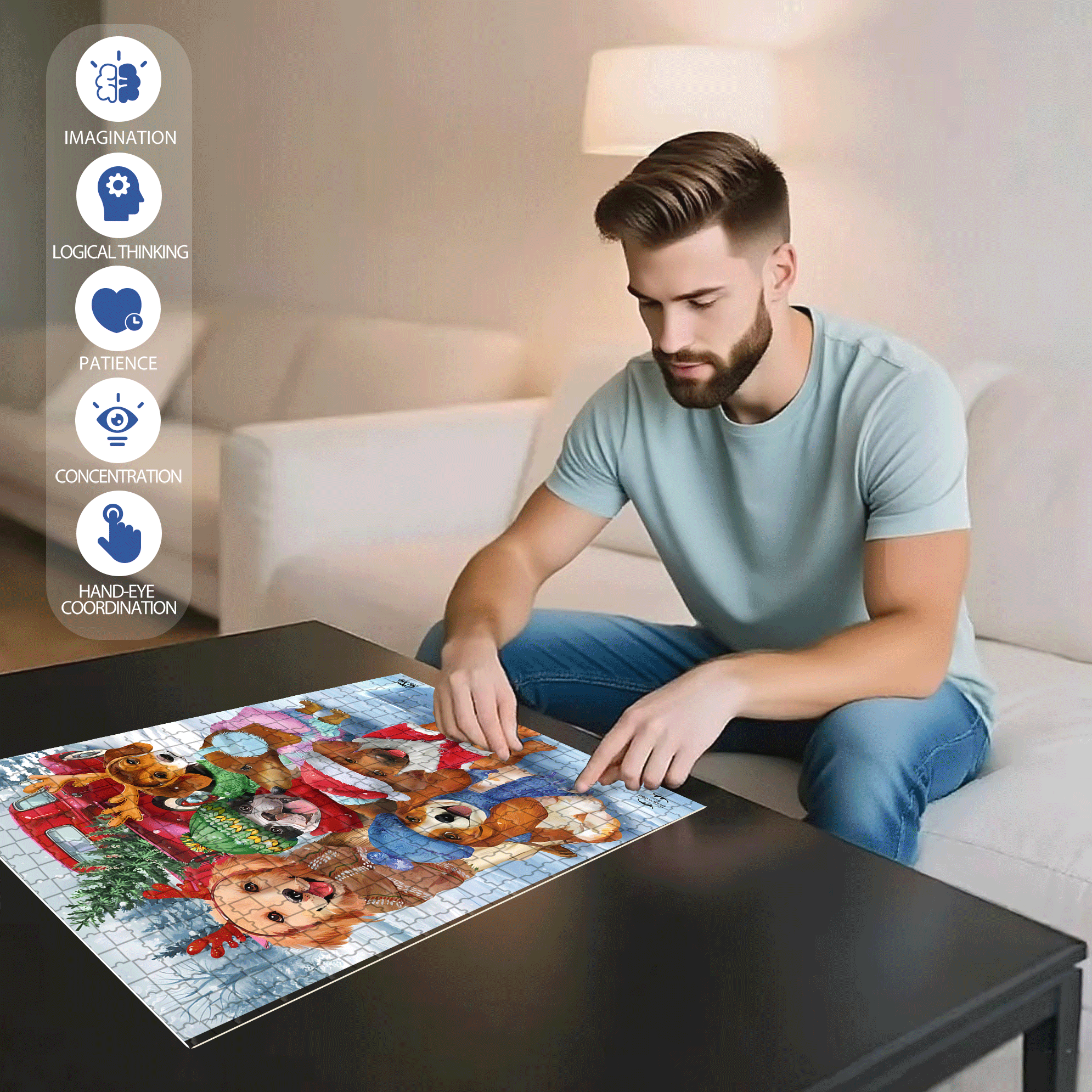 Briarwood Lane Festive Pups Garden 500pcs/1000pcs Jigsaw Puzzle, Scratch-Resistant, Interactive Family Game & Brain-Boosting DIY Decor, Perfect for Halloween, Christmas & New Year Gifts, Family Puzzle Game
