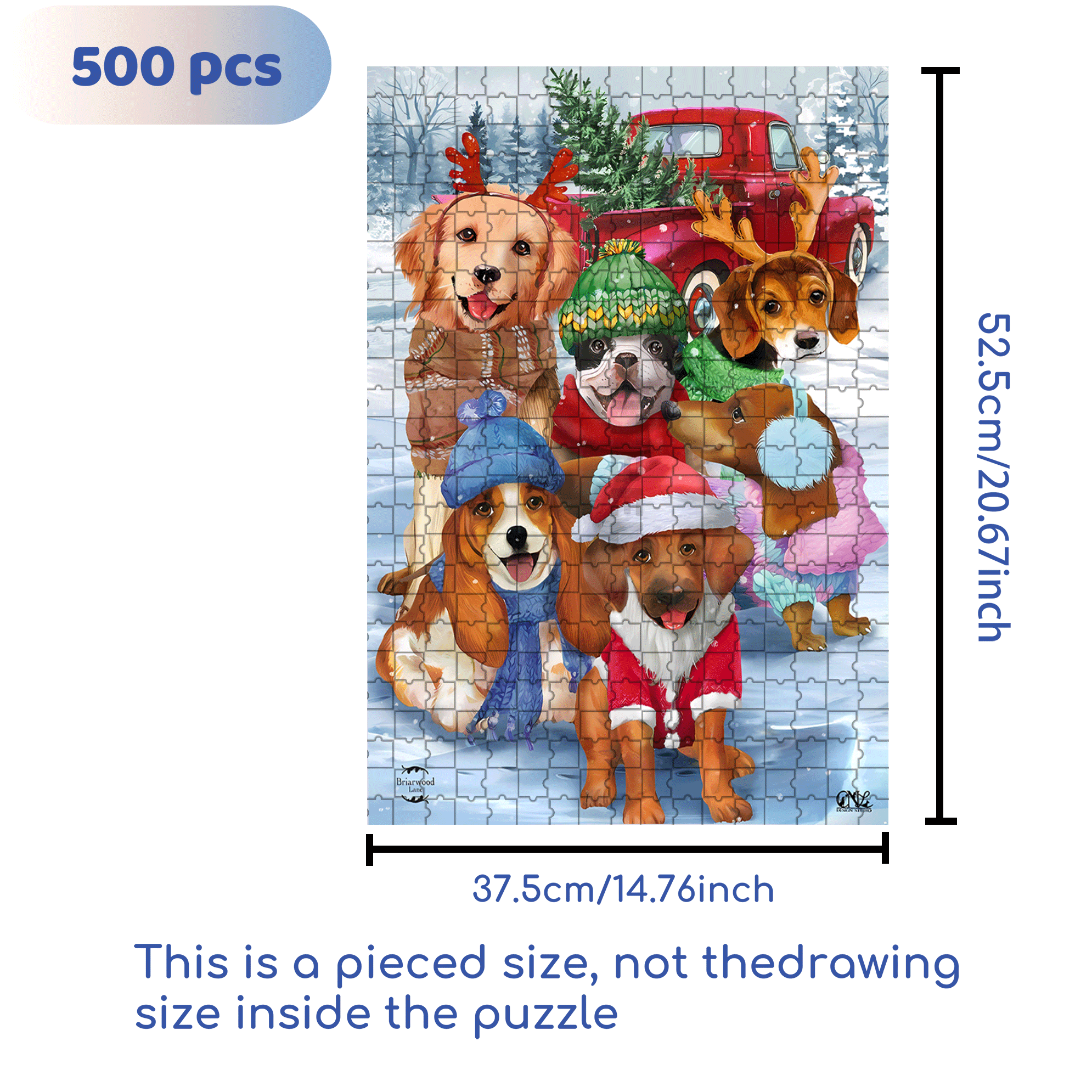 Briarwood Lane Festive Pups Garden 500pcs/1000pcs Jigsaw Puzzle, Scratch-Resistant, Interactive Family Game & Brain-Boosting DIY Decor, Perfect for Halloween, Christmas & New Year Gifts, Family Puzzle Game