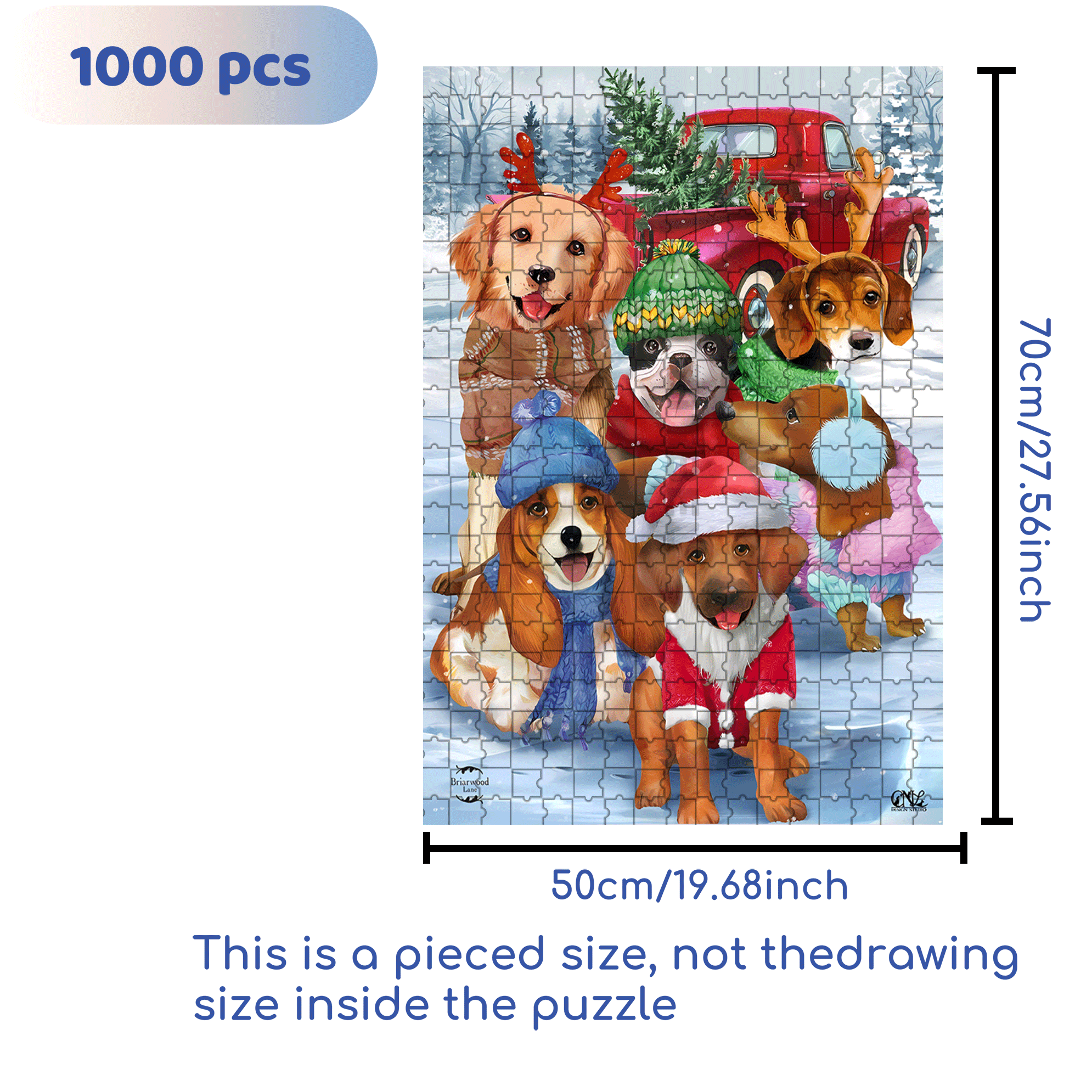 Briarwood Lane Festive Pups Garden 500pcs/1000pcs Jigsaw Puzzle, Scratch-Resistant, Interactive Family Game & Brain-Boosting DIY Decor, Perfect for Halloween, Christmas & New Year Gifts, Family Puzzle Game