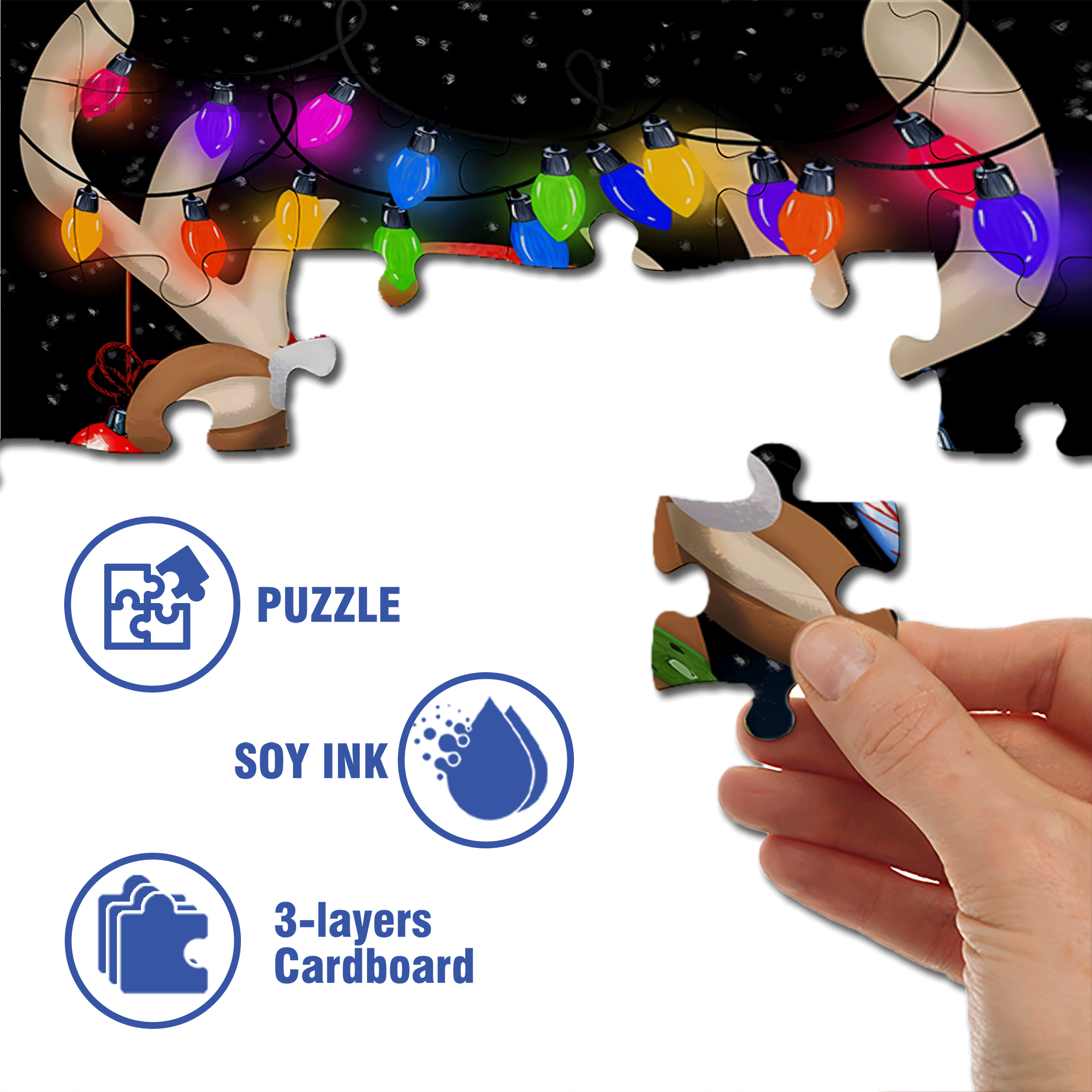 Briarwood Lane Festive Reindeer Garden 500pcs/1000pcs Jigsaw Puzzle, Scratch-Resistant, Interactive Family Game & Brain-Boosting DIY Decor, Perfect for Halloween, Christmas & New Year Gifts, Family Puzzle Game