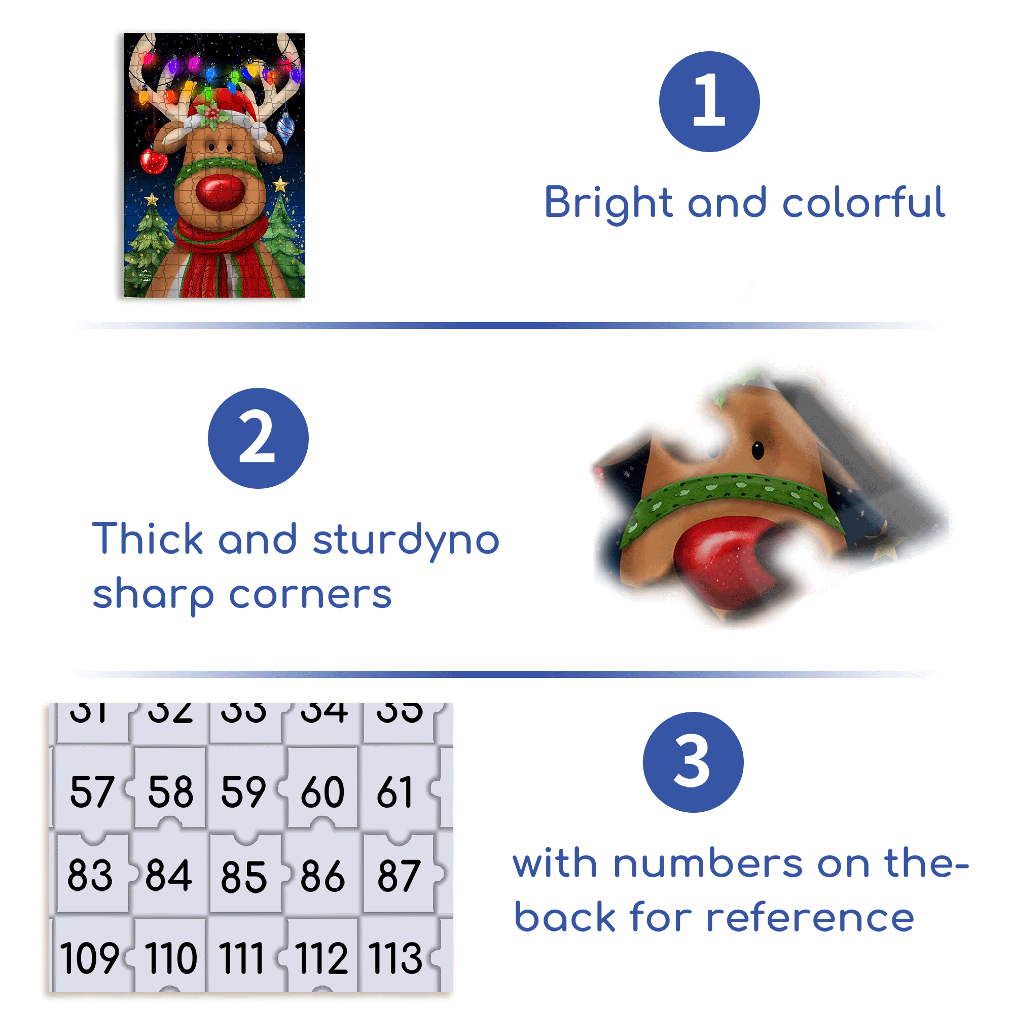 Briarwood Lane Festive Reindeer Garden 500pcs/1000pcs Jigsaw Puzzle, Scratch-Resistant, Interactive Family Game & Brain-Boosting DIY Decor, Perfect for Halloween, Christmas & New Year Gifts, Family Puzzle Game