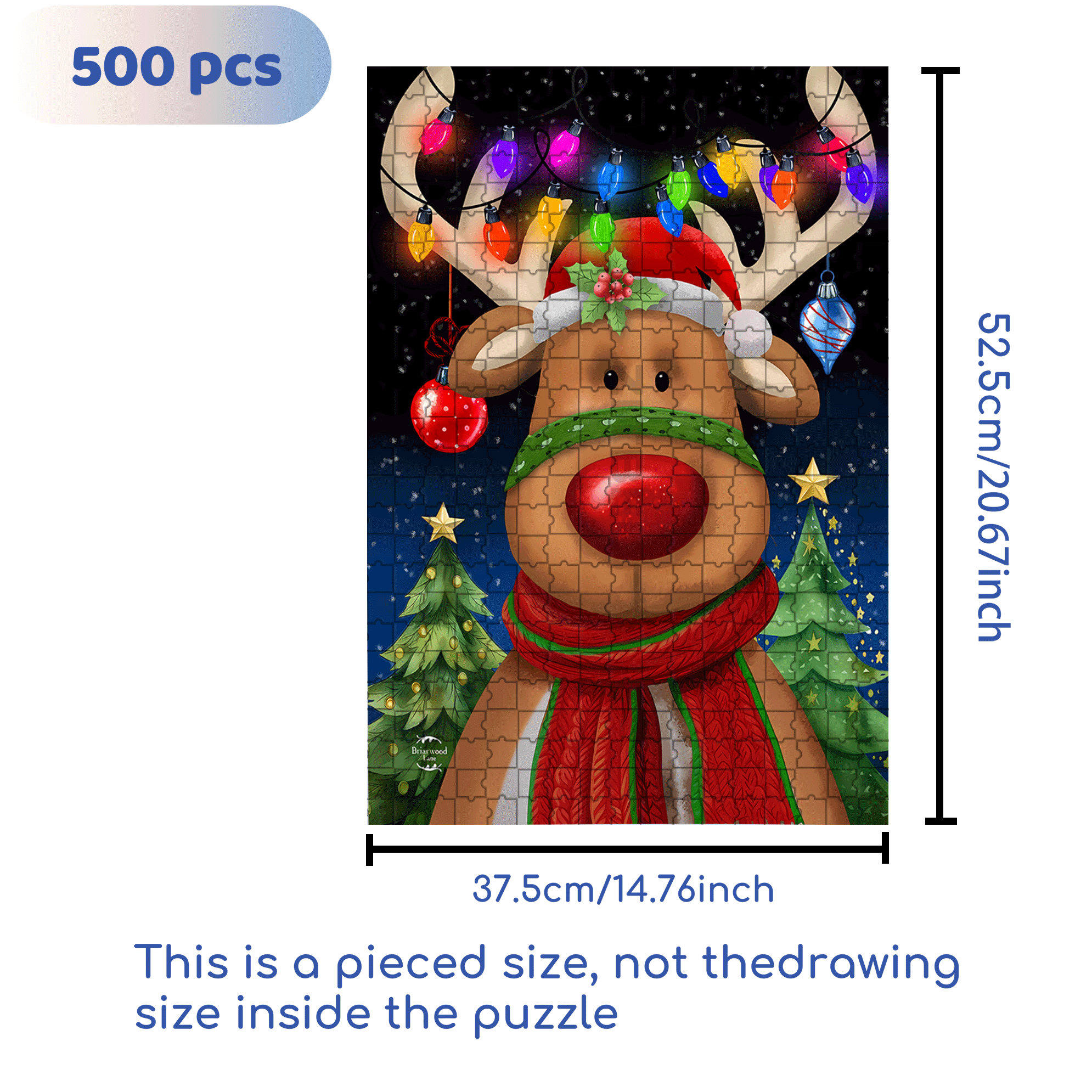 Briarwood Lane Festive Reindeer Garden 500pcs/1000pcs Jigsaw Puzzle, Scratch-Resistant, Interactive Family Game & Brain-Boosting DIY Decor, Perfect for Halloween, Christmas & New Year Gifts, Family Puzzle Game