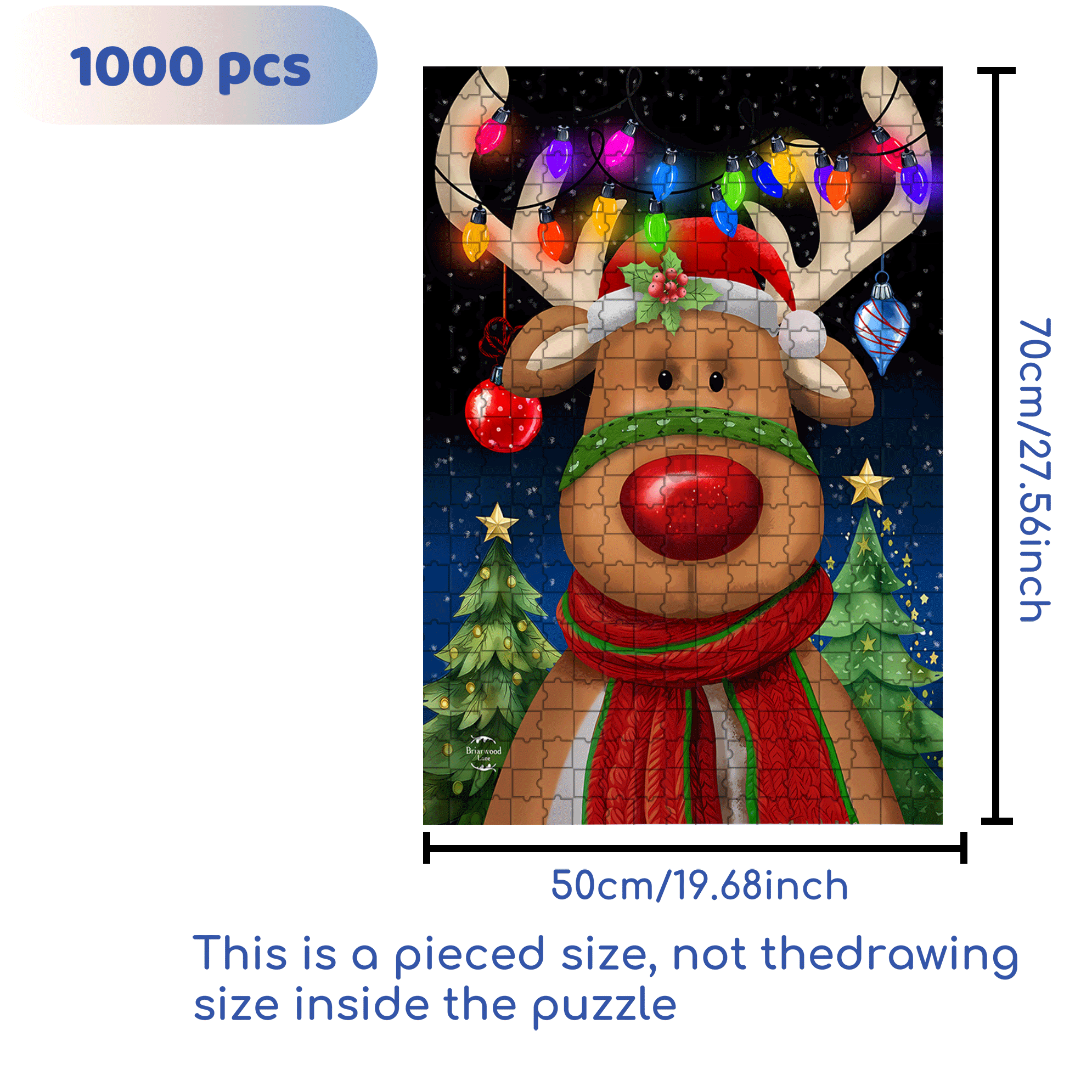 Briarwood Lane Festive Reindeer Garden 500pcs/1000pcs Jigsaw Puzzle, Scratch-Resistant, Interactive Family Game & Brain-Boosting DIY Decor, Perfect for Halloween, Christmas & New Year Gifts, Family Puzzle Game
