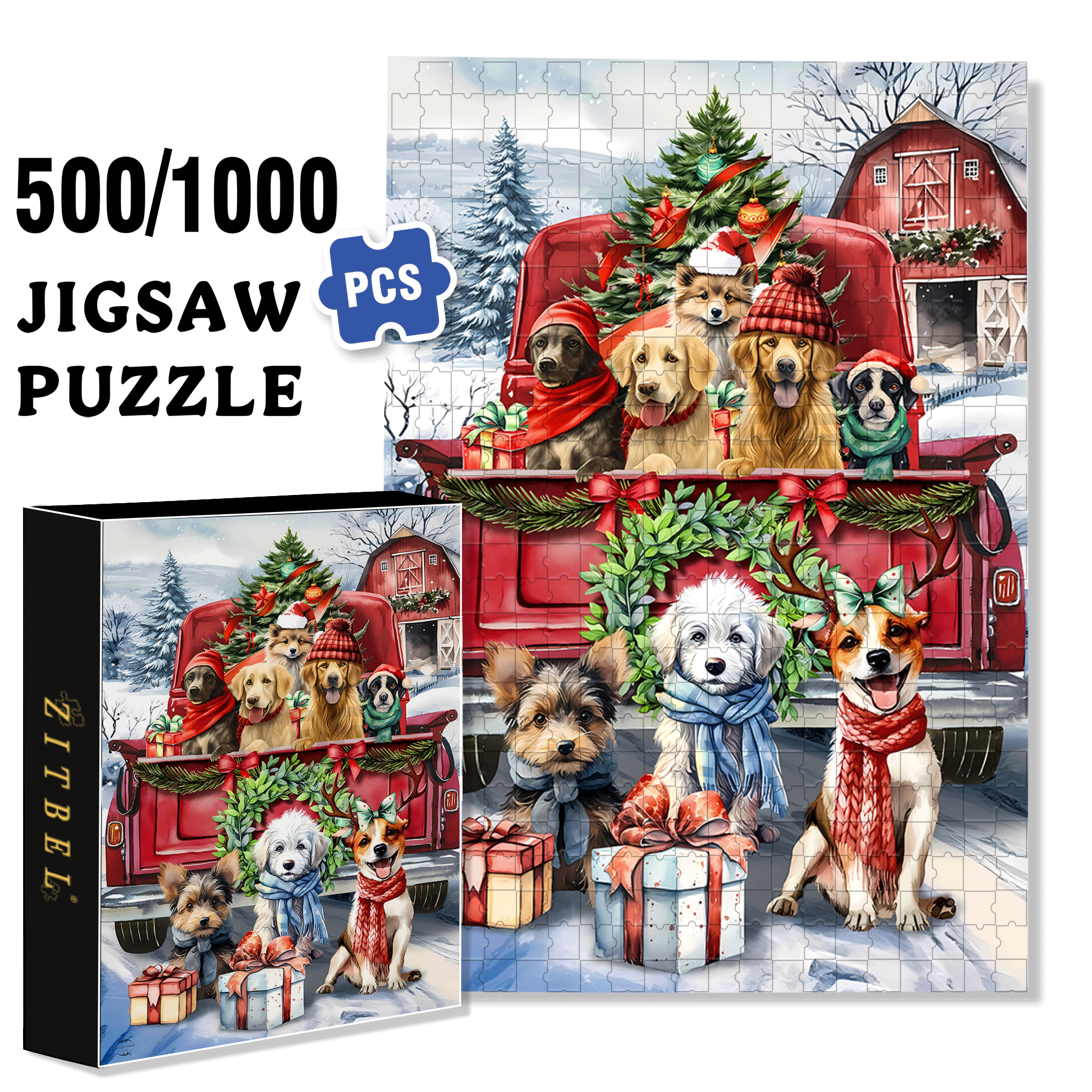 Briarwood Lane Holiday Cheer Dogs Garden 500pcs/1000pcs Jigsaw Puzzle, Scratch-Resistant, Interactive Family Game & Brain-Boosting DIY Decor, Perfect for Halloween, Christmas & New Year Gifts, Family Puzzle Game