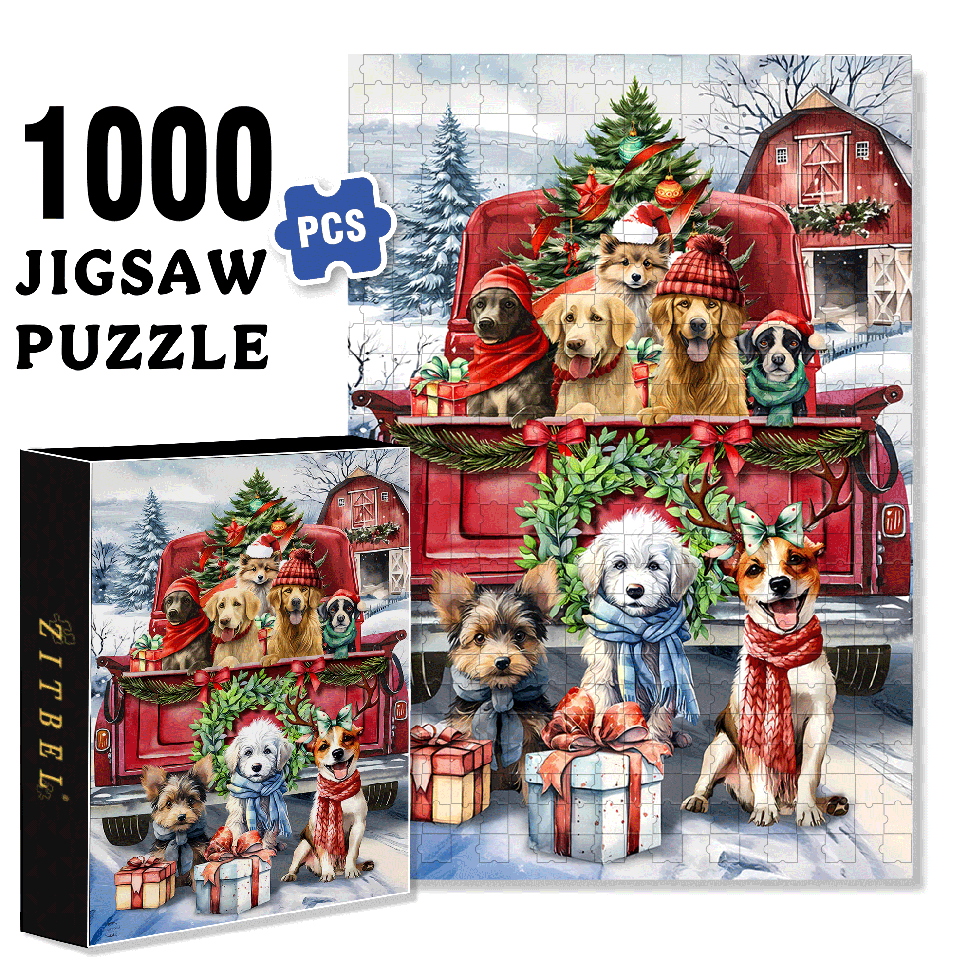 Briarwood Lane Holiday Cheer Dogs Garden 500pcs/1000pcs Jigsaw Puzzle, Scratch-Resistant, Interactive Family Game & Brain-Boosting DIY Decor, Perfect for Halloween, Christmas & New Year Gifts, Family Puzzle Game