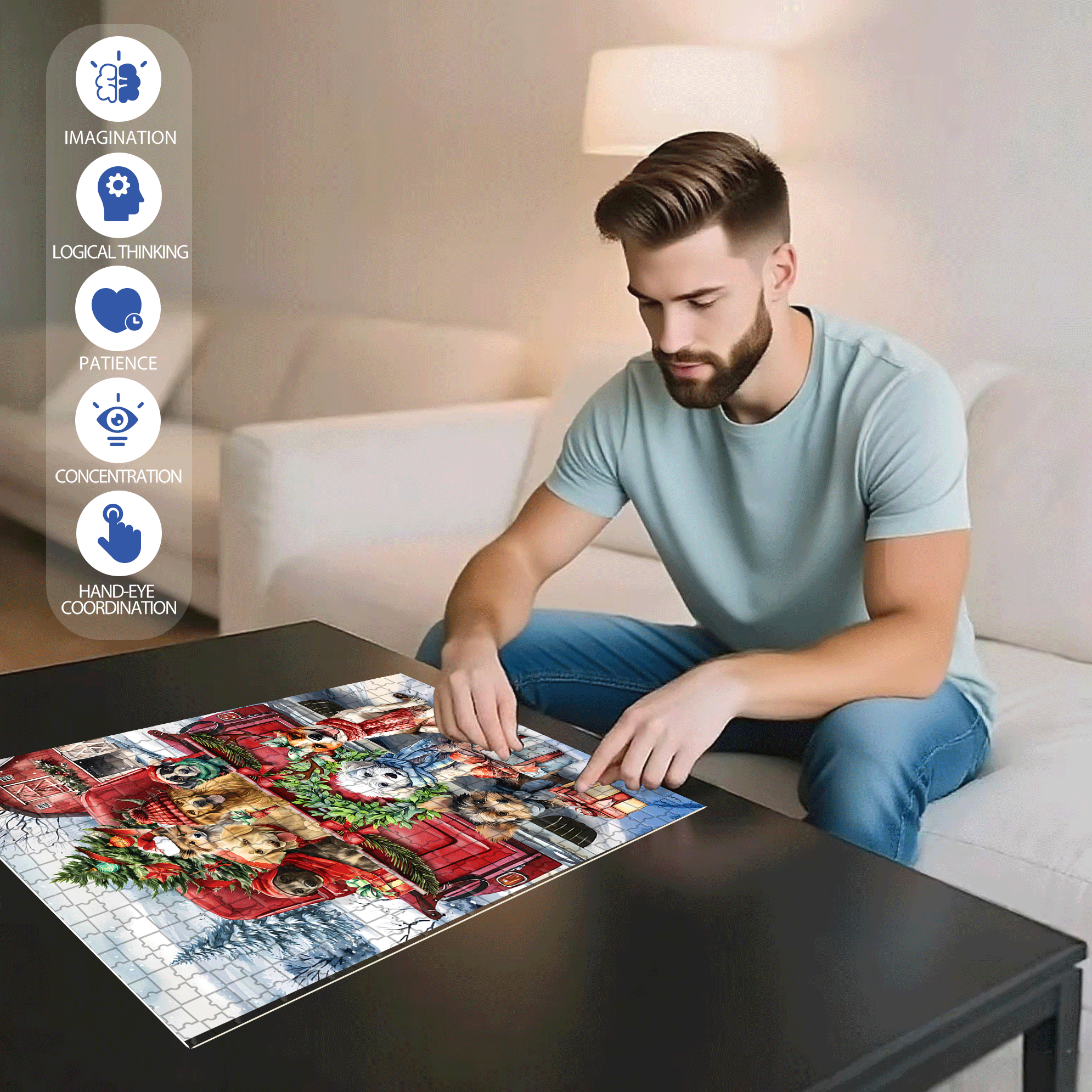 Briarwood Lane Holiday Cheer Dogs Garden 500pcs/1000pcs Jigsaw Puzzle, Scratch-Resistant, Interactive Family Game & Brain-Boosting DIY Decor, Perfect for Halloween, Christmas & New Year Gifts, Family Puzzle Game