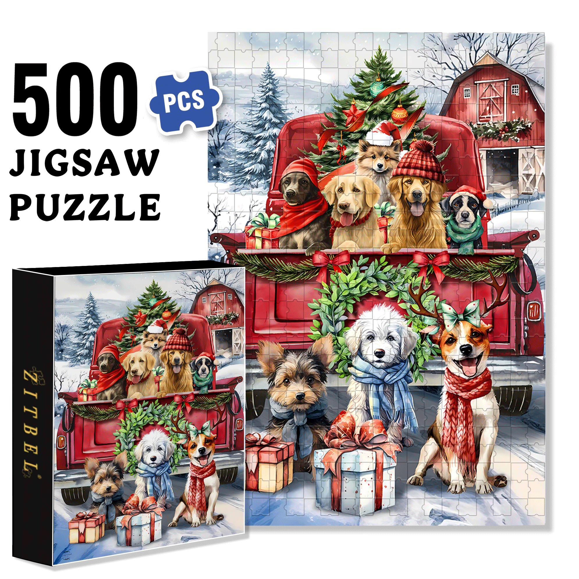 Briarwood Lane Holiday Cheer Dogs Garden 500pcs/1000pcs Jigsaw Puzzle, Scratch-Resistant, Interactive Family Game & Brain-Boosting DIY Decor, Perfect for Halloween, Christmas & New Year Gifts, Family Puzzle Game