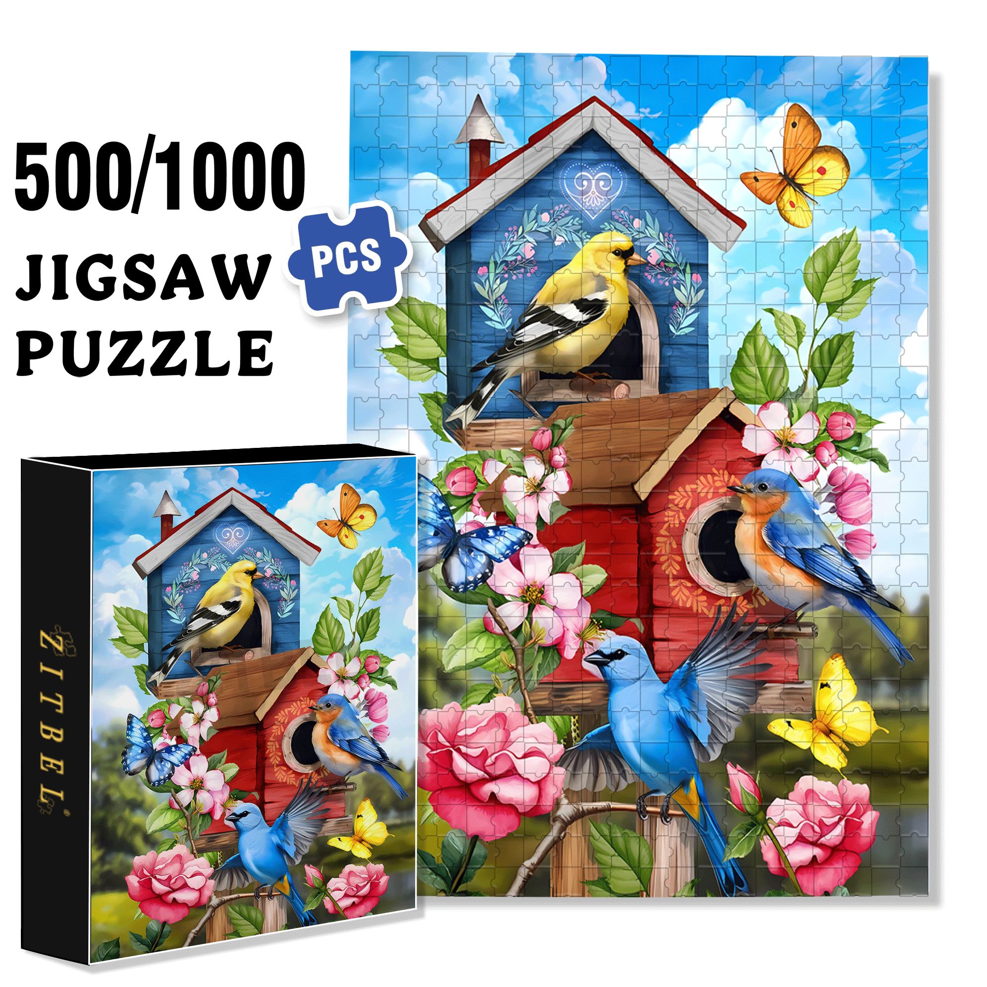 Briarwood Lane Spring Garden 500pcs/1000pcs Jigsaw Puzzle, Scratch-Resistant, Interactive Family Game & Brain-Boosting DIY Decor, Perfect for Halloween, Christmas & New Year Gifts, Family Puzzle Game