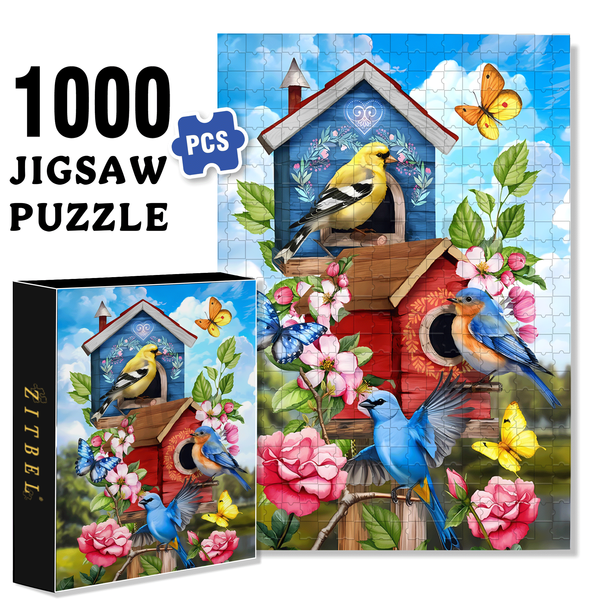 Briarwood Lane Spring Garden 500pcs/1000pcs Jigsaw Puzzle, Scratch-Resistant, Interactive Family Game & Brain-Boosting DIY Decor, Perfect for Halloween, Christmas & New Year Gifts, Family Puzzle Game