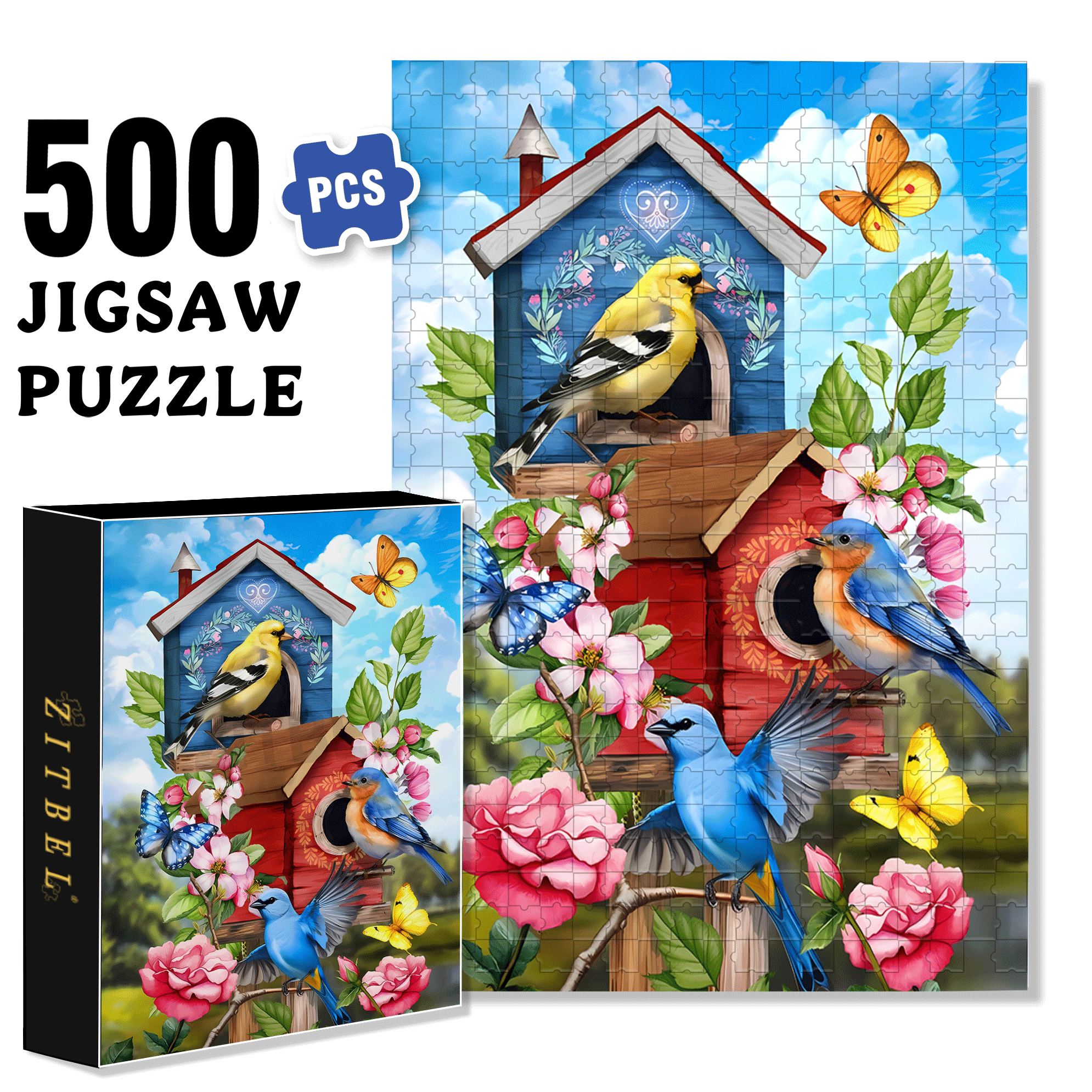 Briarwood Lane Spring Garden 500pcs/1000pcs Jigsaw Puzzle, Scratch-Resistant, Interactive Family Game & Brain-Boosting DIY Decor, Perfect for Halloween, Christmas & New Year Gifts, Family Puzzle Game