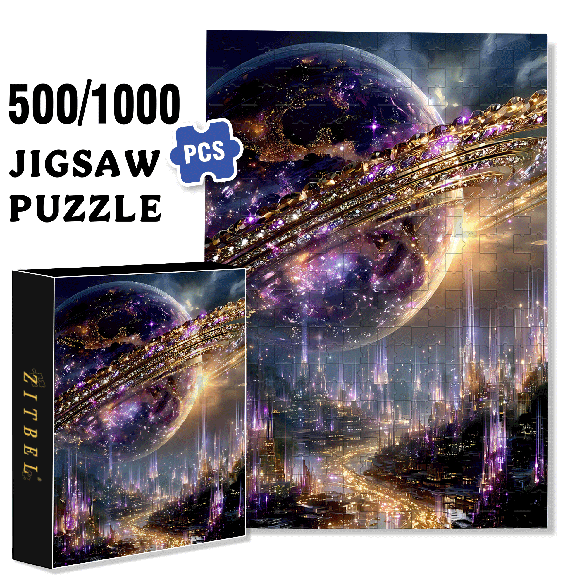 Brilliant Planet 500pcs/1000pcs Jigsaw Puzzle, Scratch-Resistant, Interactive Family Game & Brain-Boosting DIY Decor, Perfect for Halloween, Christmas & New Year Gifts, Family Puzzle Game