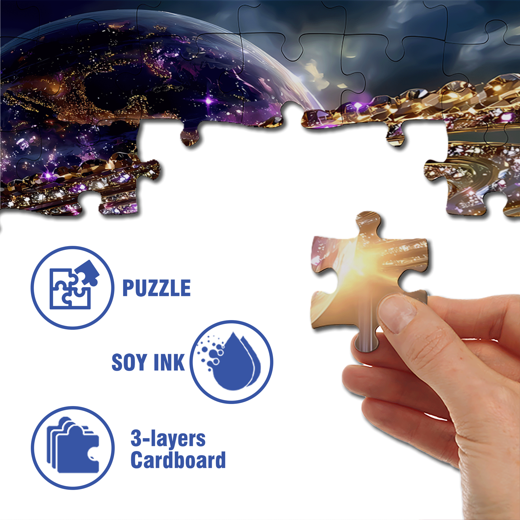 Brilliant Planet 500pcs/1000pcs Jigsaw Puzzle, Scratch-Resistant, Interactive Family Game & Brain-Boosting DIY Decor, Perfect for Halloween, Christmas & New Year Gifts, Family Puzzle Game