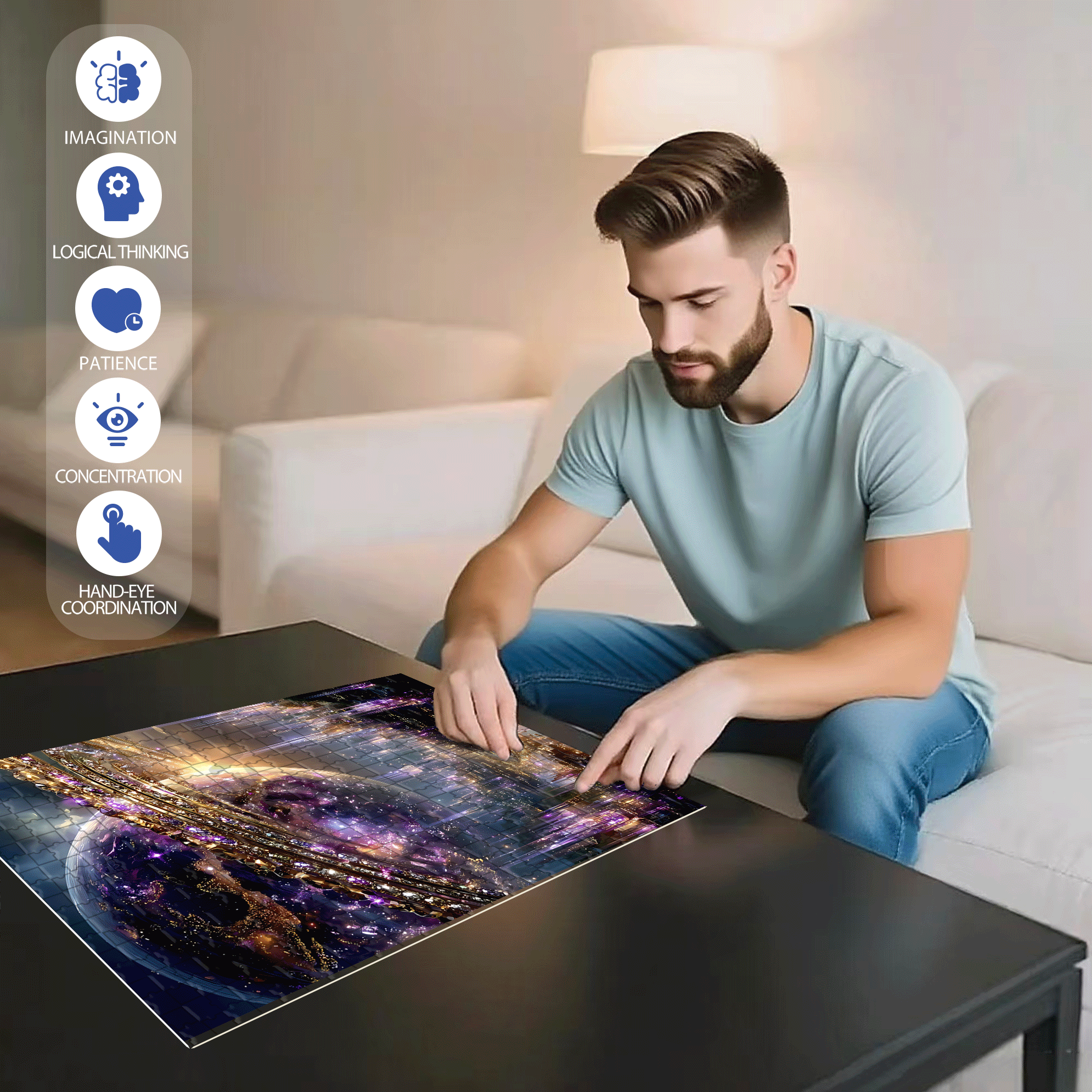Brilliant Planet 500pcs/1000pcs Jigsaw Puzzle, Scratch-Resistant, Interactive Family Game & Brain-Boosting DIY Decor, Perfect for Halloween, Christmas & New Year Gifts, Family Puzzle Game