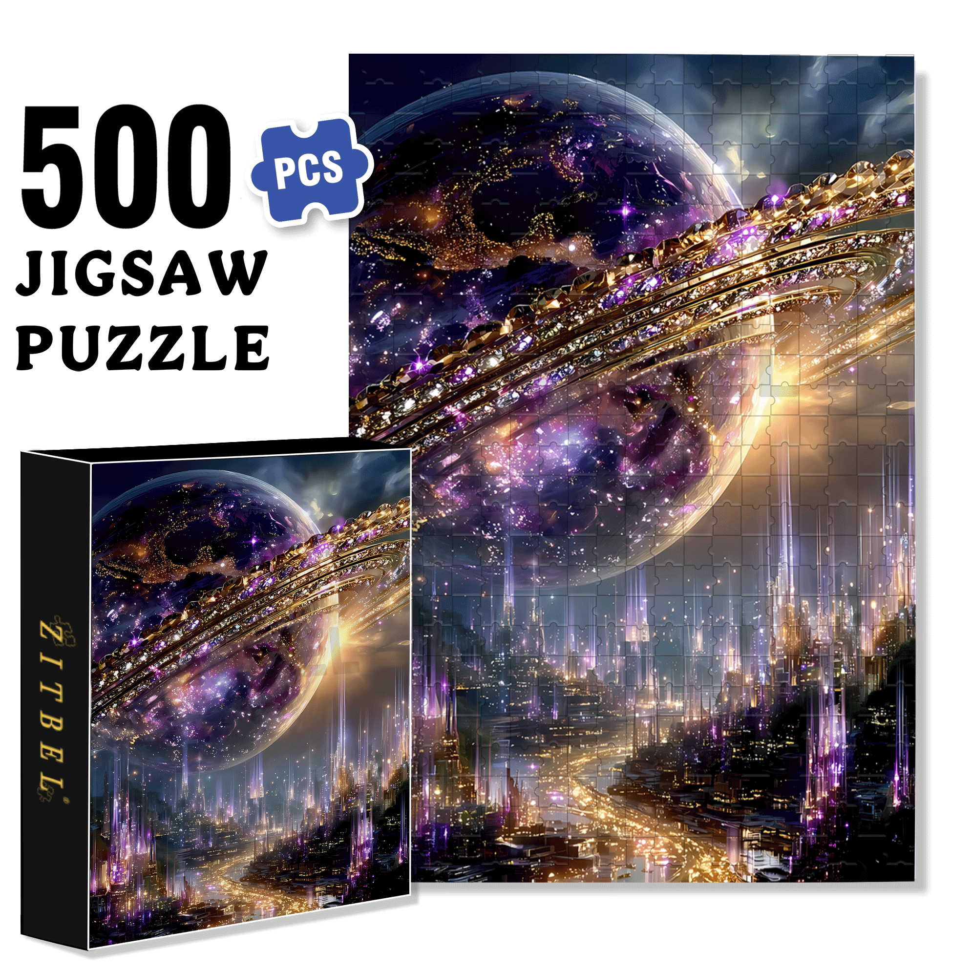 Brilliant Planet 500pcs/1000pcs Jigsaw Puzzle, Scratch-Resistant, Interactive Family Game & Brain-Boosting DIY Decor, Perfect for Halloween, Christmas & New Year Gifts, Family Puzzle Game