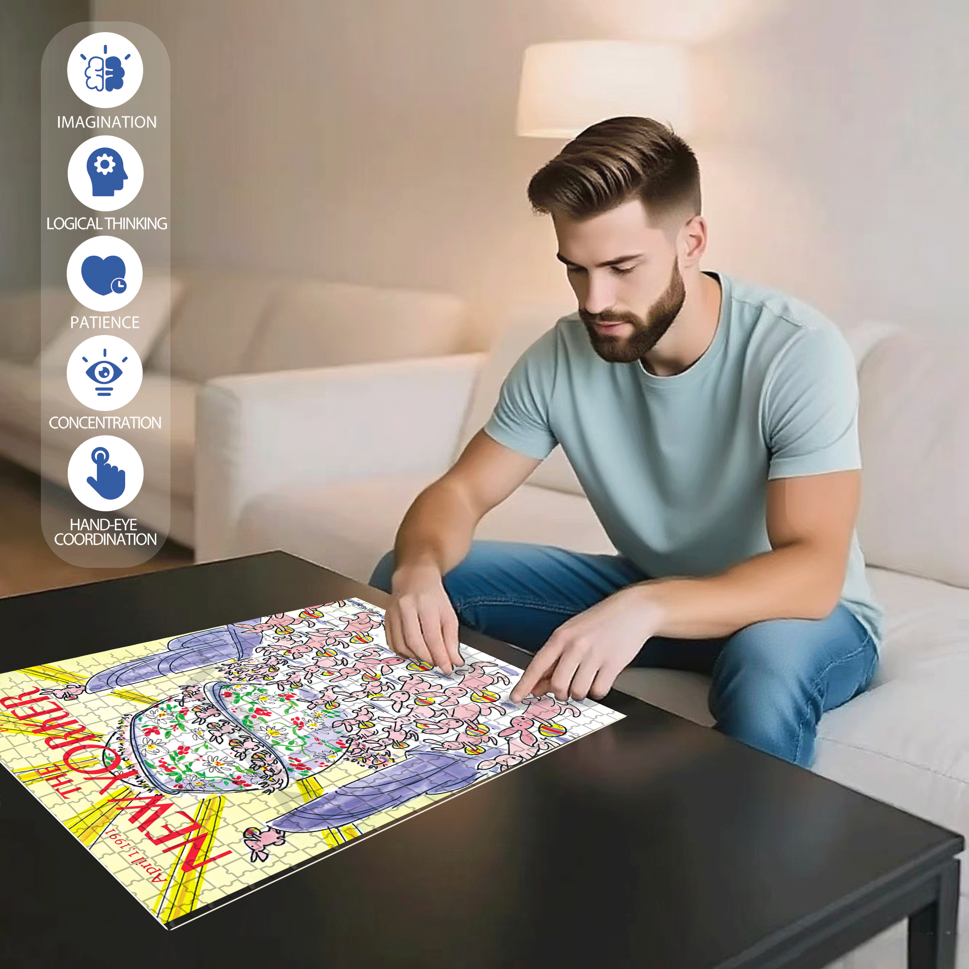 Bunny Brigade 500pcs/1000pcs Jigsaw Puzzle, Scratch-Resistant, Interactive Family Game & Brain-Boosting DIY Decor, Perfect for Halloween, Christmas & New Year Gifts, Family Puzzle Game