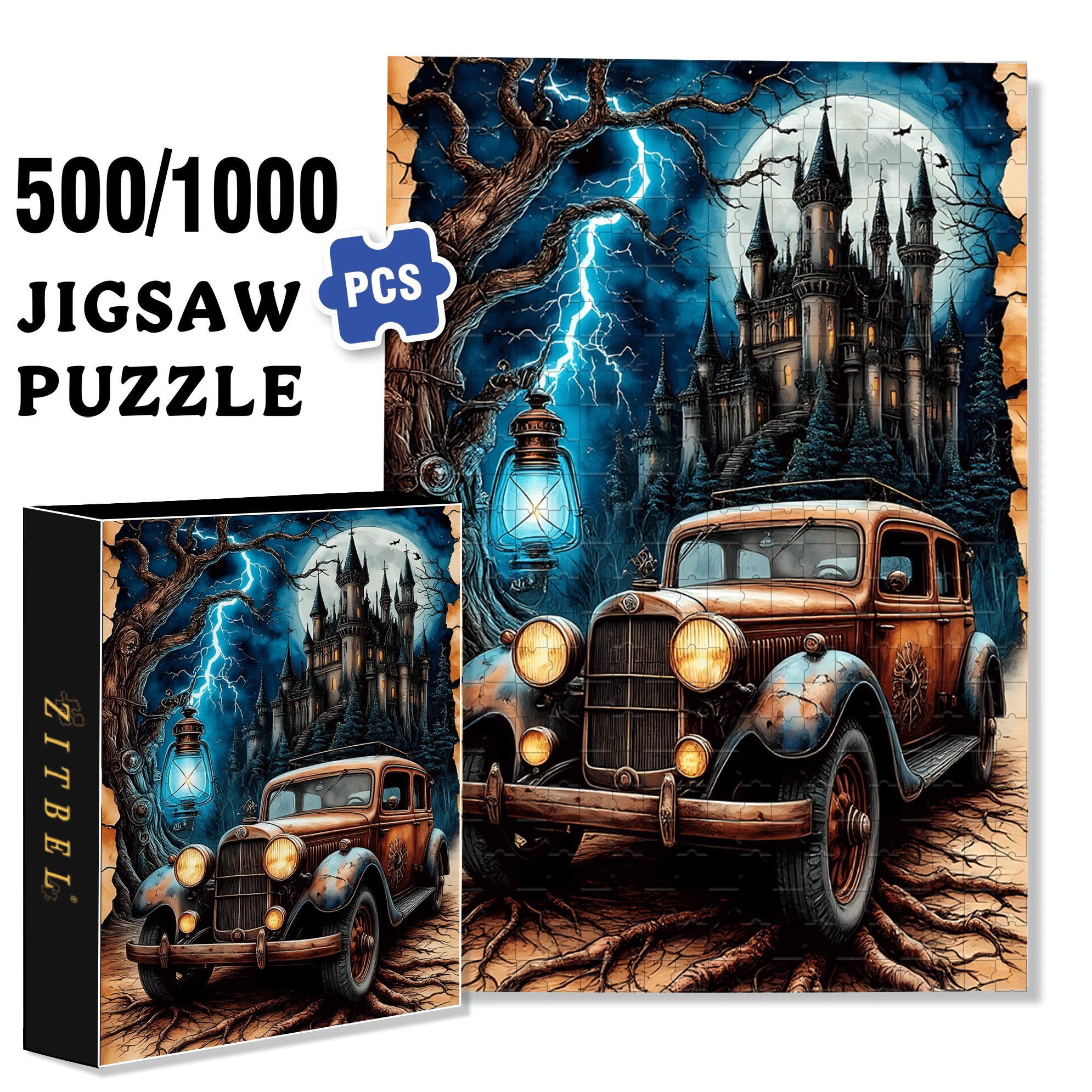 Castle Exploration 500pcs/1000pcs Jigsaw Puzzle, Scratch-Resistant, Interactive Family Game & Brain-Boosting DIY Decor, Perfect for Halloween, Christmas & New Year Gifts, Family Puzzle Game