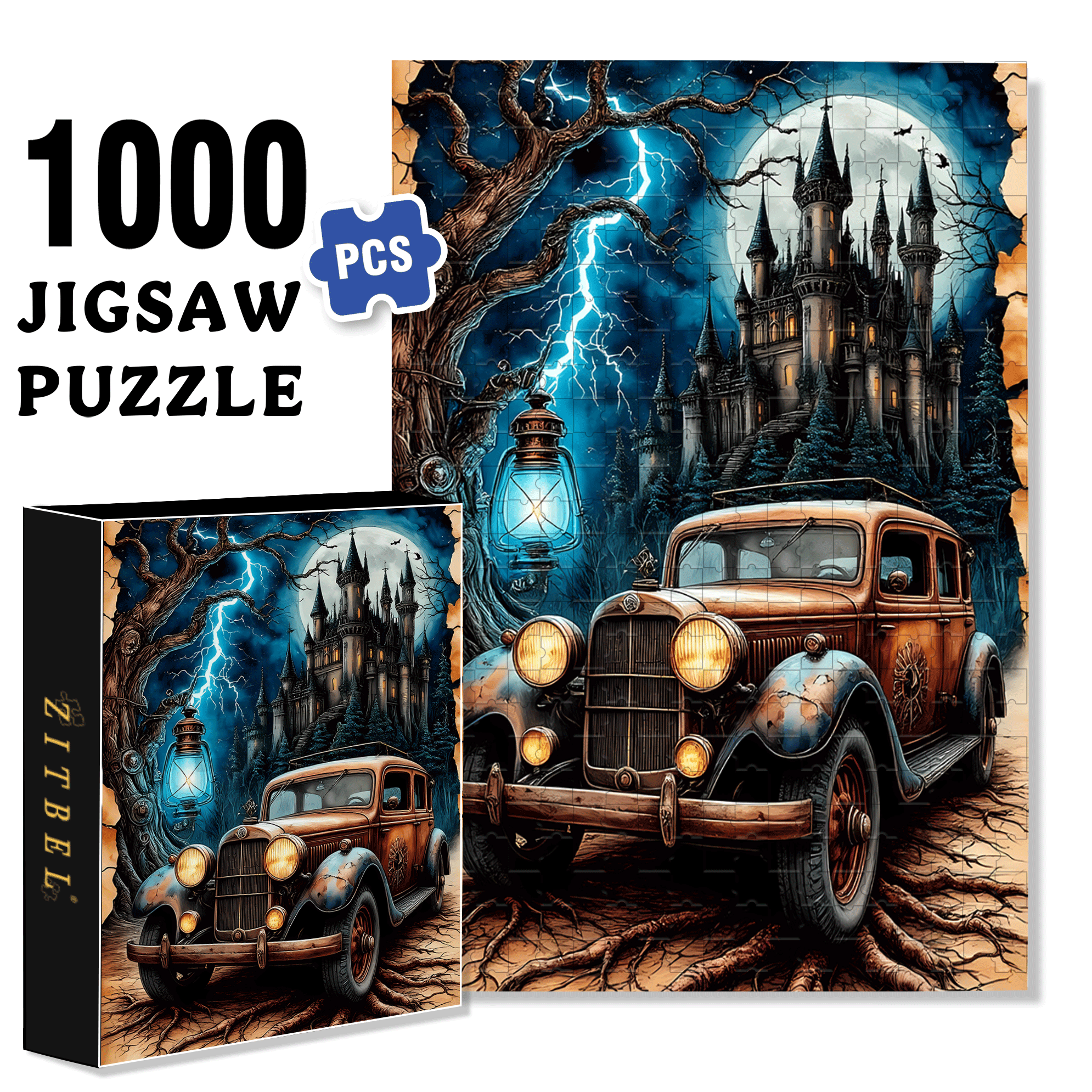 Castle Exploration 500pcs/1000pcs Jigsaw Puzzle, Scratch-Resistant, Interactive Family Game & Brain-Boosting DIY Decor, Perfect for Halloween, Christmas & New Year Gifts, Family Puzzle Game