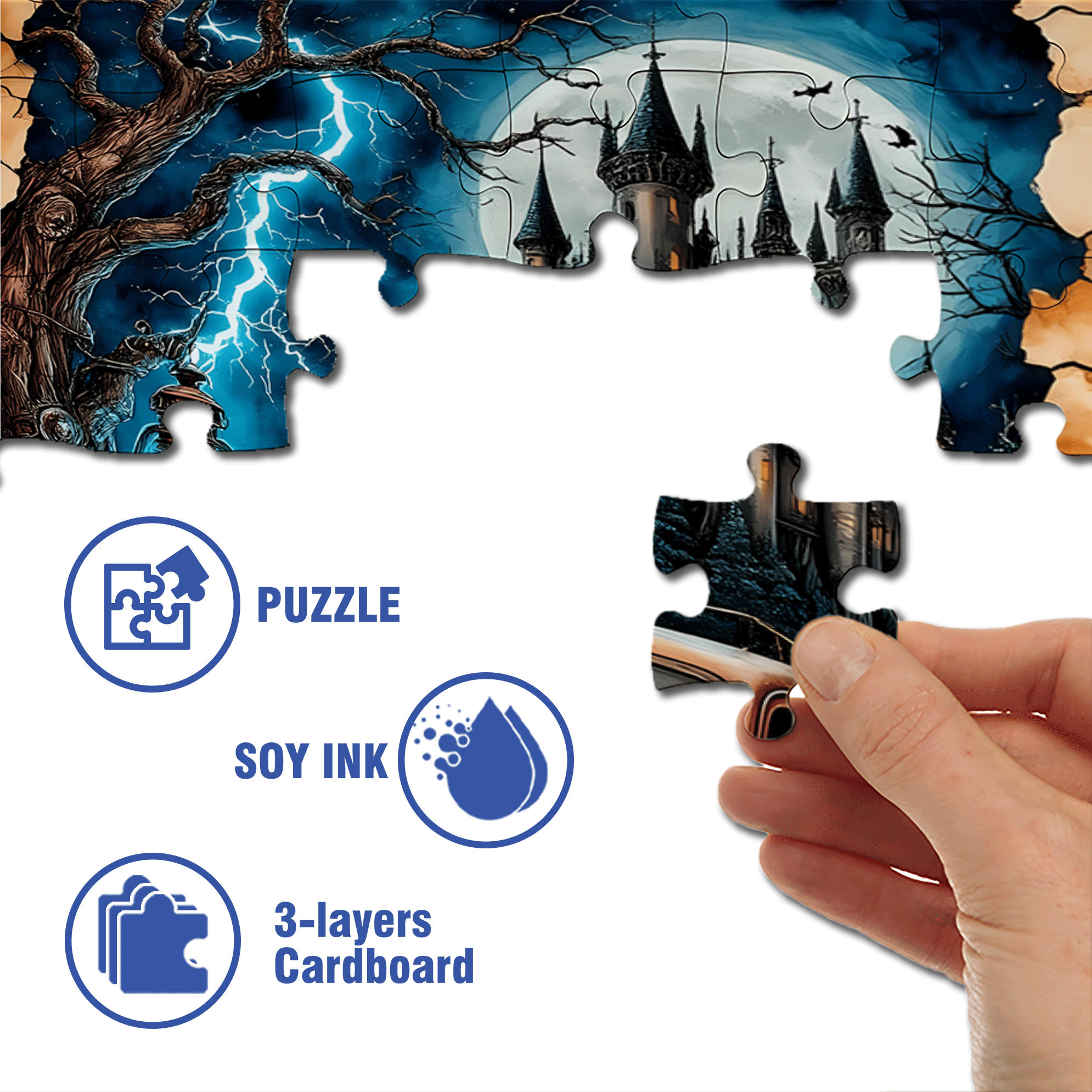 Castle Exploration 500pcs/1000pcs Jigsaw Puzzle, Scratch-Resistant, Interactive Family Game & Brain-Boosting DIY Decor, Perfect for Halloween, Christmas & New Year Gifts, Family Puzzle Game