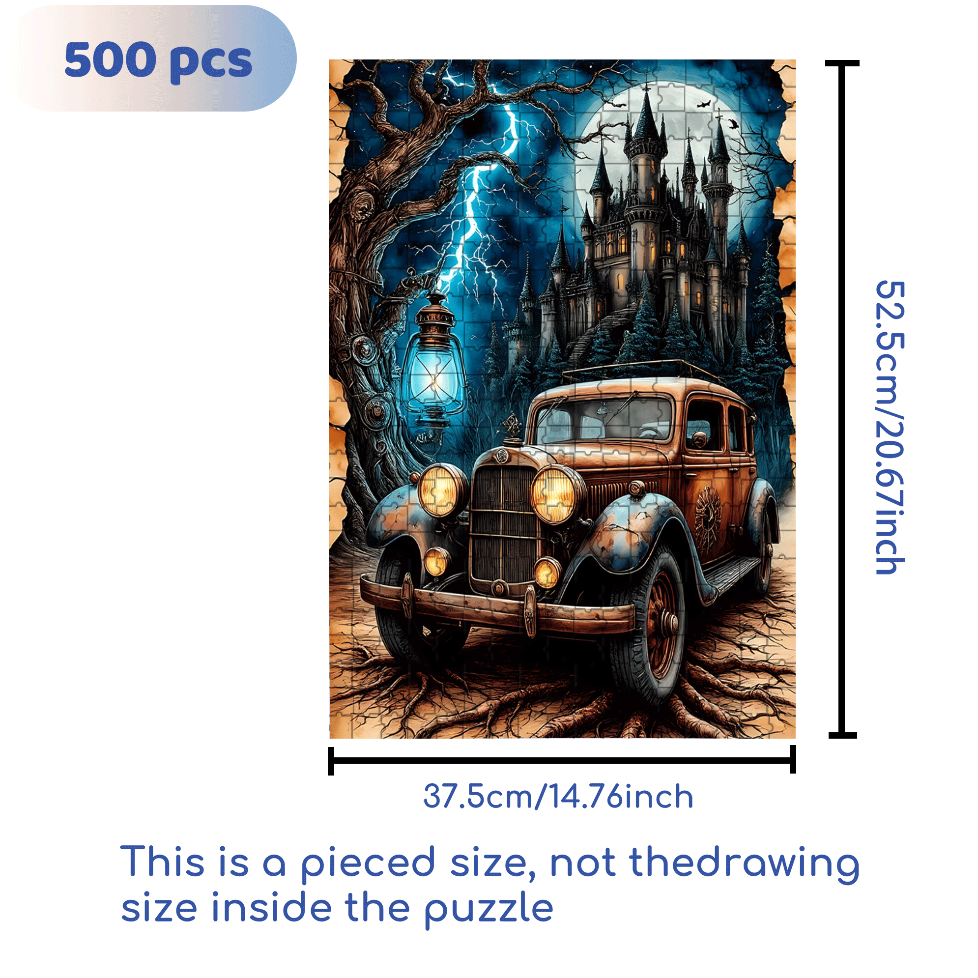 Castle Exploration 500pcs/1000pcs Jigsaw Puzzle, Scratch-Resistant, Interactive Family Game & Brain-Boosting DIY Decor, Perfect for Halloween, Christmas & New Year Gifts, Family Puzzle Game