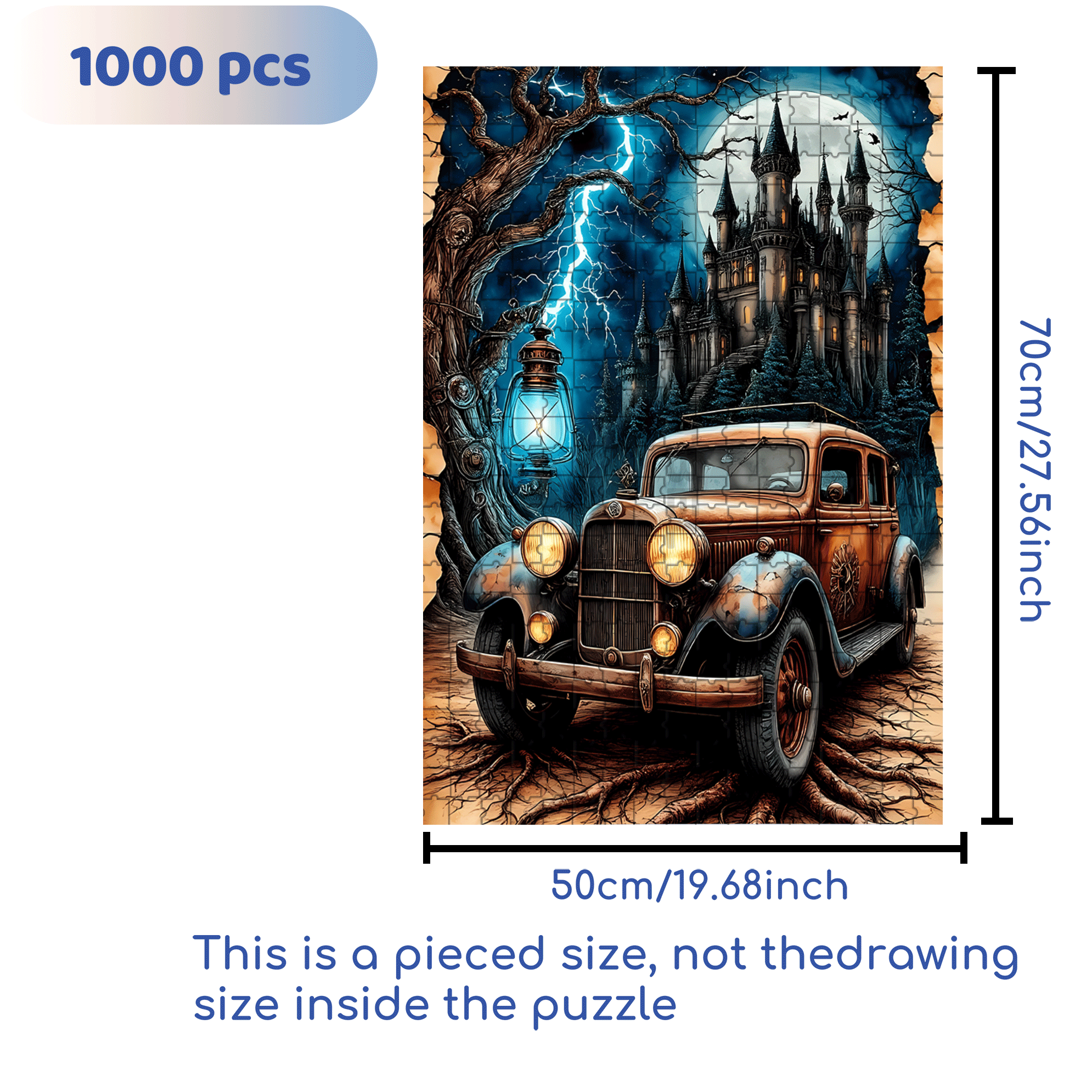Castle Exploration 500pcs/1000pcs Jigsaw Puzzle, Scratch-Resistant, Interactive Family Game & Brain-Boosting DIY Decor, Perfect for Halloween, Christmas & New Year Gifts, Family Puzzle Game