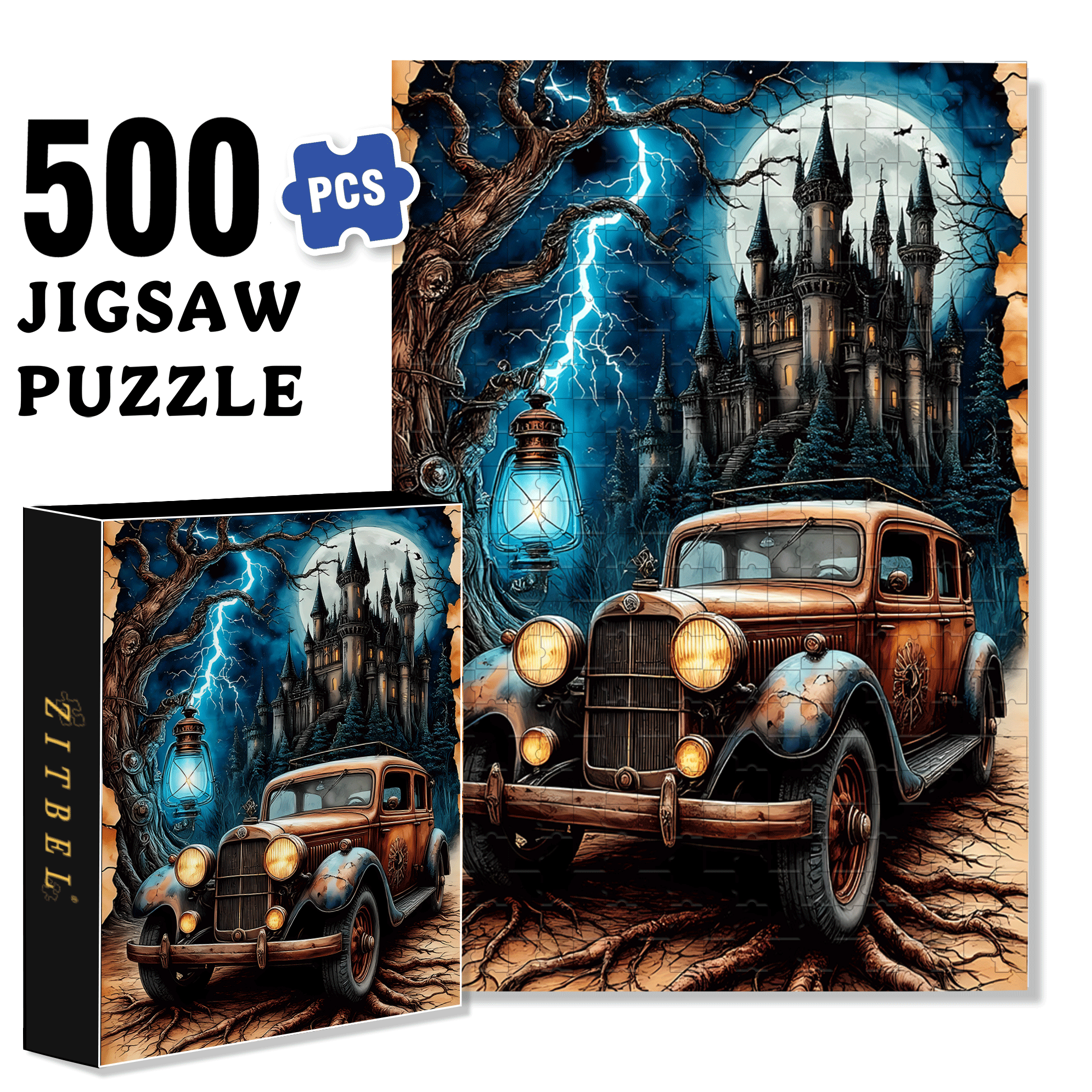 Castle Exploration 500pcs/1000pcs Jigsaw Puzzle, Scratch-Resistant, Interactive Family Game & Brain-Boosting DIY Decor, Perfect for Halloween, Christmas & New Year Gifts, Family Puzzle Game