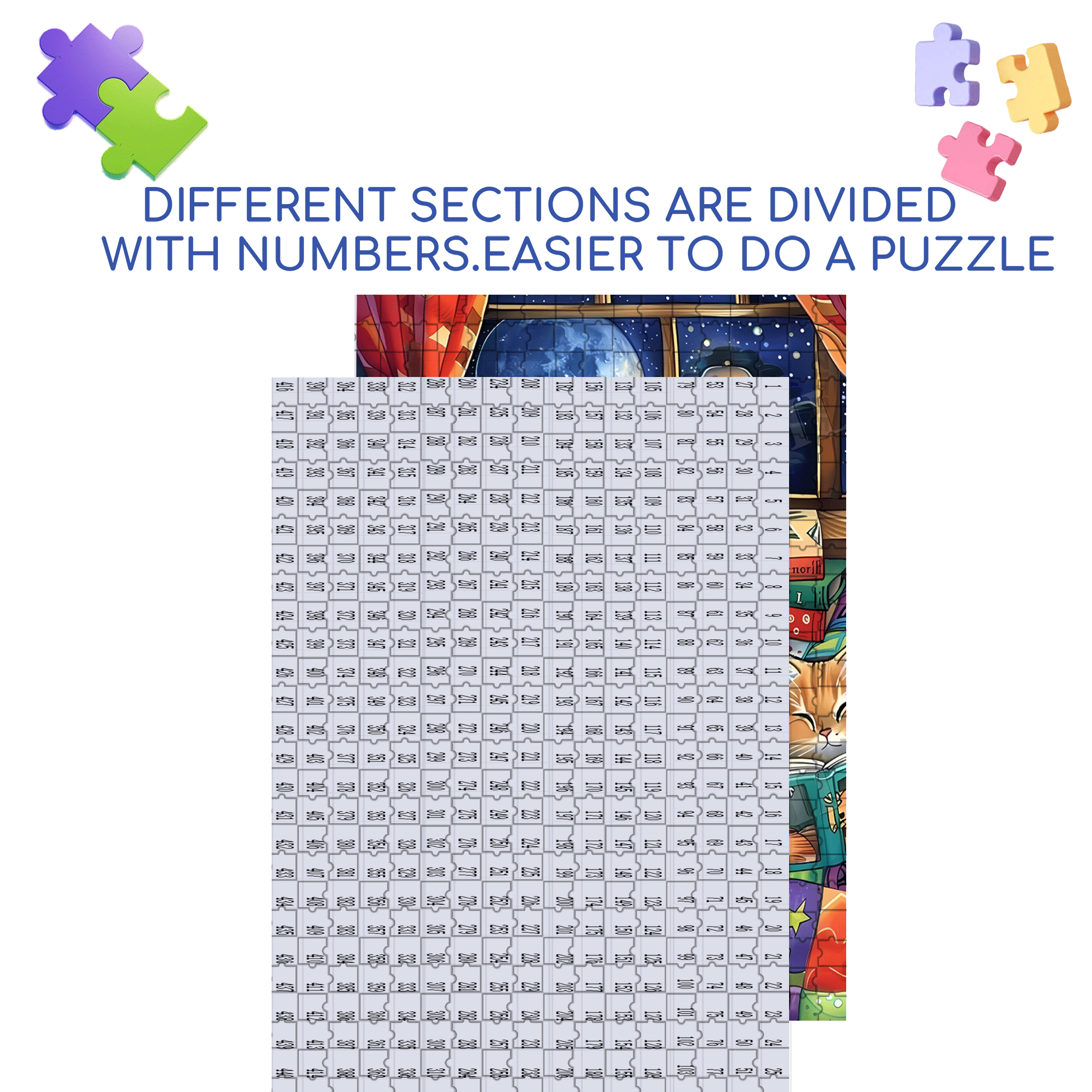 Cat Bedtime Storytime 500pcs/1000pcs Jigsaw Puzzle, Scratch-Resistant, Interactive Family Game & Brain-Boosting DIY Decor, Perfect for Halloween, Christmas & New Year Gifts, Family Puzzle Game