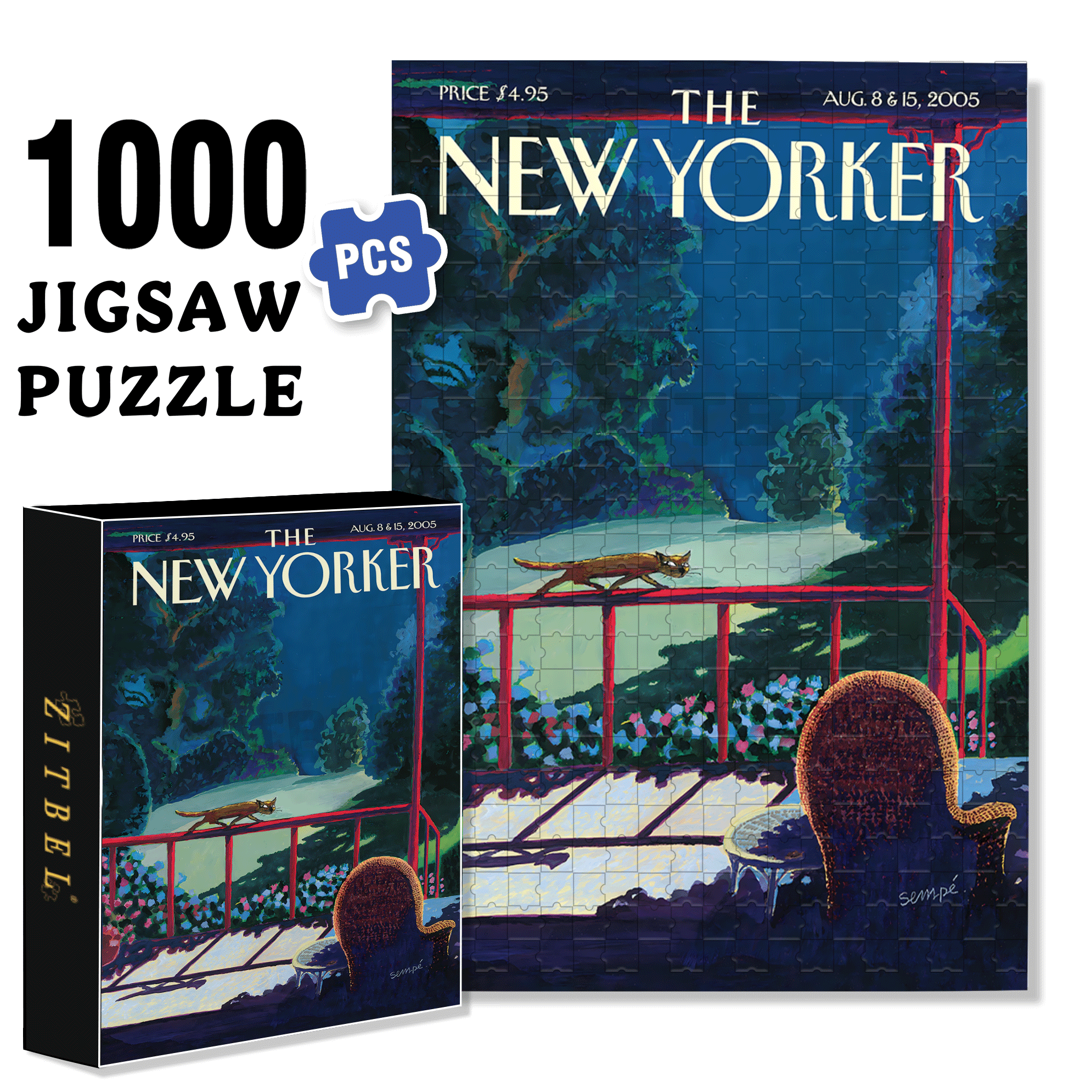 Cat's Night Out 500pcs/1000pcs Jigsaw Puzzle, Scratch-Resistant, Interactive Family Game & Brain-Boosting DIY Decor, Perfect for Halloween, Christmas & New Year Gifts, Family Puzzle Game