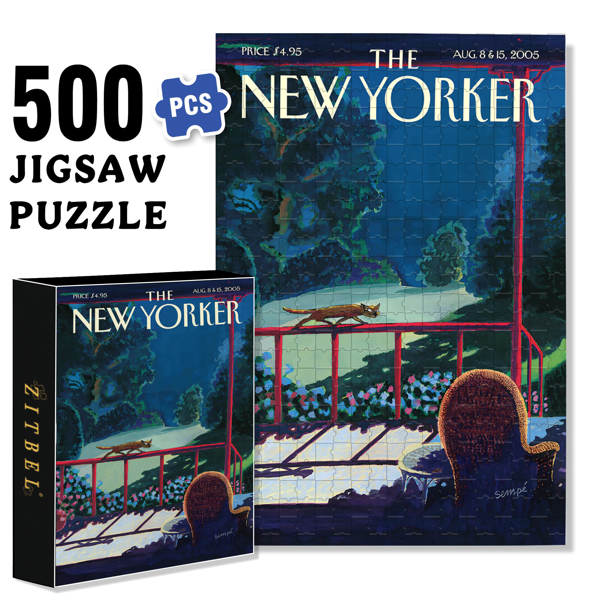Cat's Night Out 500pcs/1000pcs Jigsaw Puzzle, Scratch-Resistant, Interactive Family Game & Brain-Boosting DIY Decor, Perfect for Halloween, Christmas & New Year Gifts, Family Puzzle Game