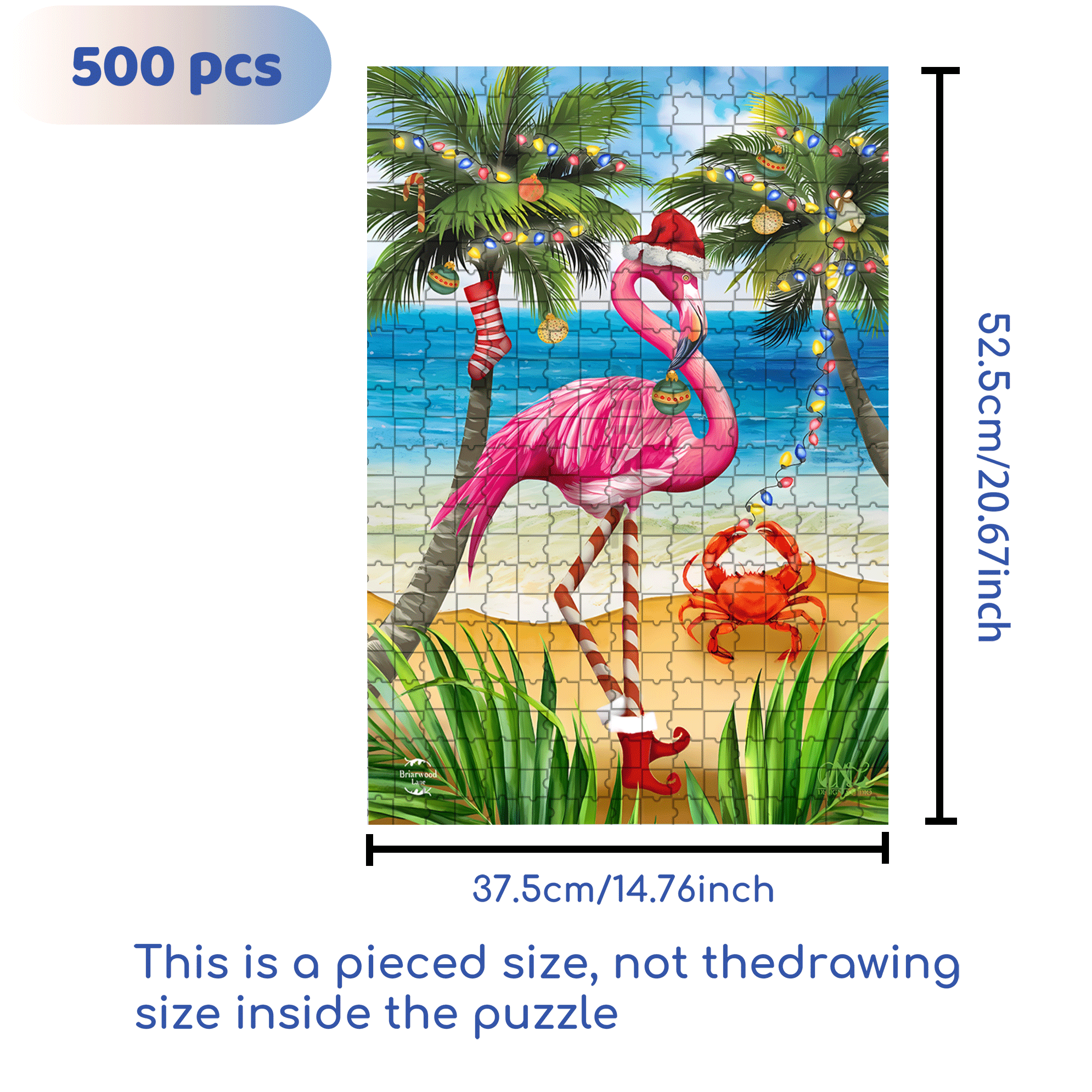 Christmas in Paradise Flamingo Garden 500pcs/1000pcs Jigsaw Puzzle, Scratch-Resistant, Interactive Family Game & Brain-Boosting DIY Decor, Perfect for Halloween, Christmas & New Year Gifts, Family Puzzle Game