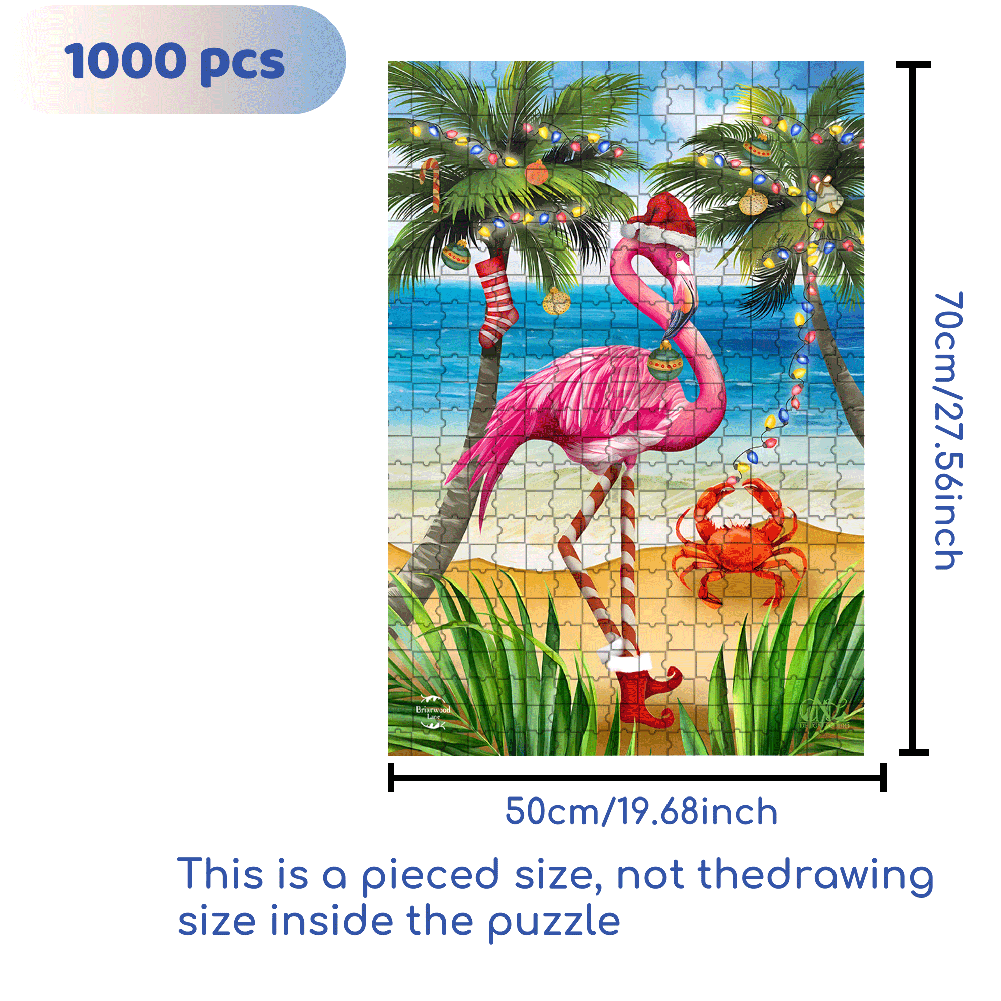 Christmas in Paradise Flamingo Garden 500pcs/1000pcs Jigsaw Puzzle, Scratch-Resistant, Interactive Family Game & Brain-Boosting DIY Decor, Perfect for Halloween, Christmas & New Year Gifts, Family Puzzle Game