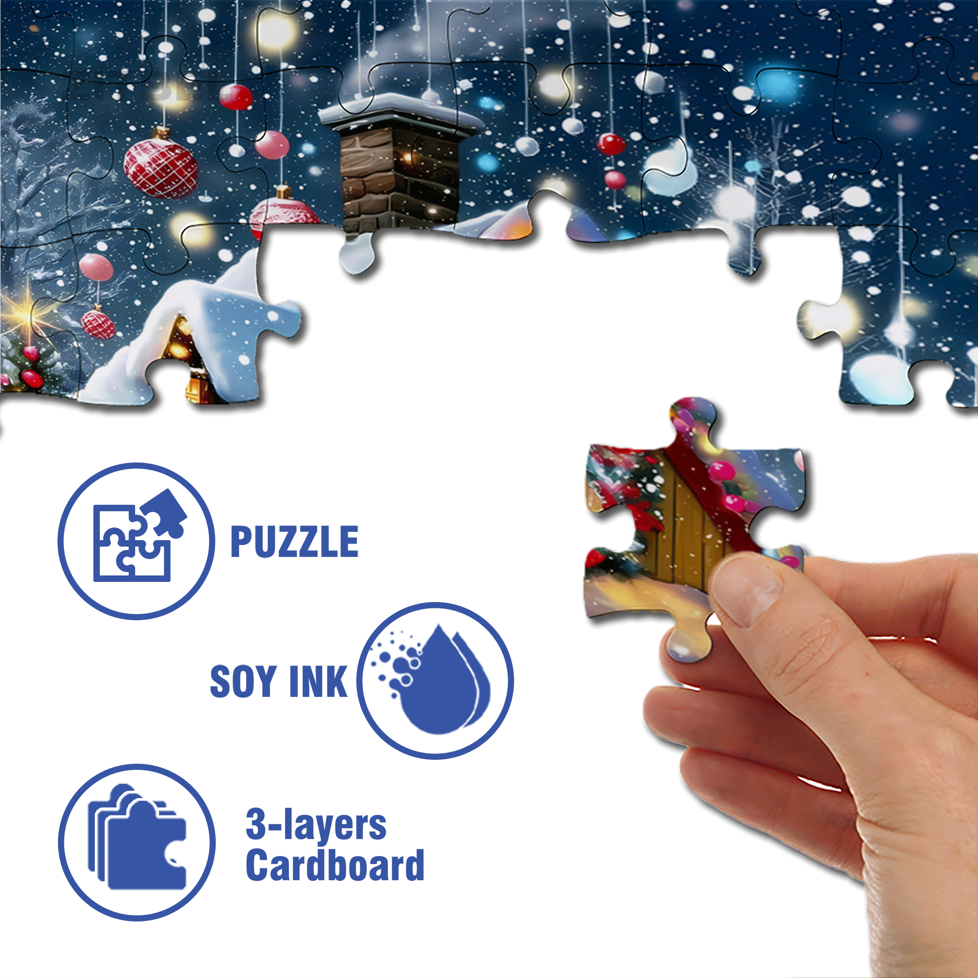 Christmas Snow House & Santa 500pcs/1000pcs Jigsaw Puzzle, Scratch-Resistant, Interactive Family Game & Brain-Boosting DIY Decor, Perfect for Halloween, Christmas & New Year Gifts, Family Puzzle Game