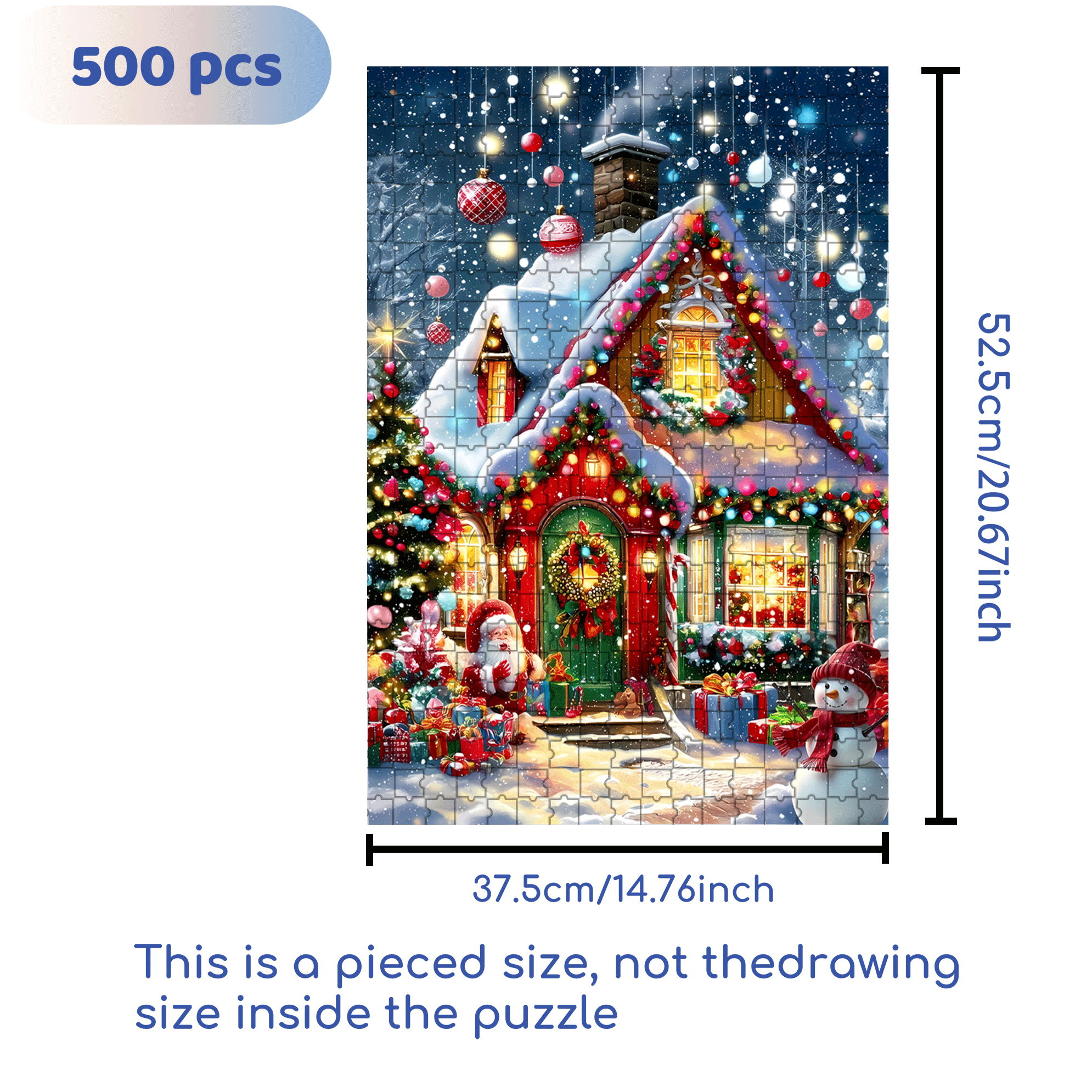 Christmas Snow House & Santa 500pcs/1000pcs Jigsaw Puzzle, Scratch-Resistant, Interactive Family Game & Brain-Boosting DIY Decor, Perfect for Halloween, Christmas & New Year Gifts, Family Puzzle Game