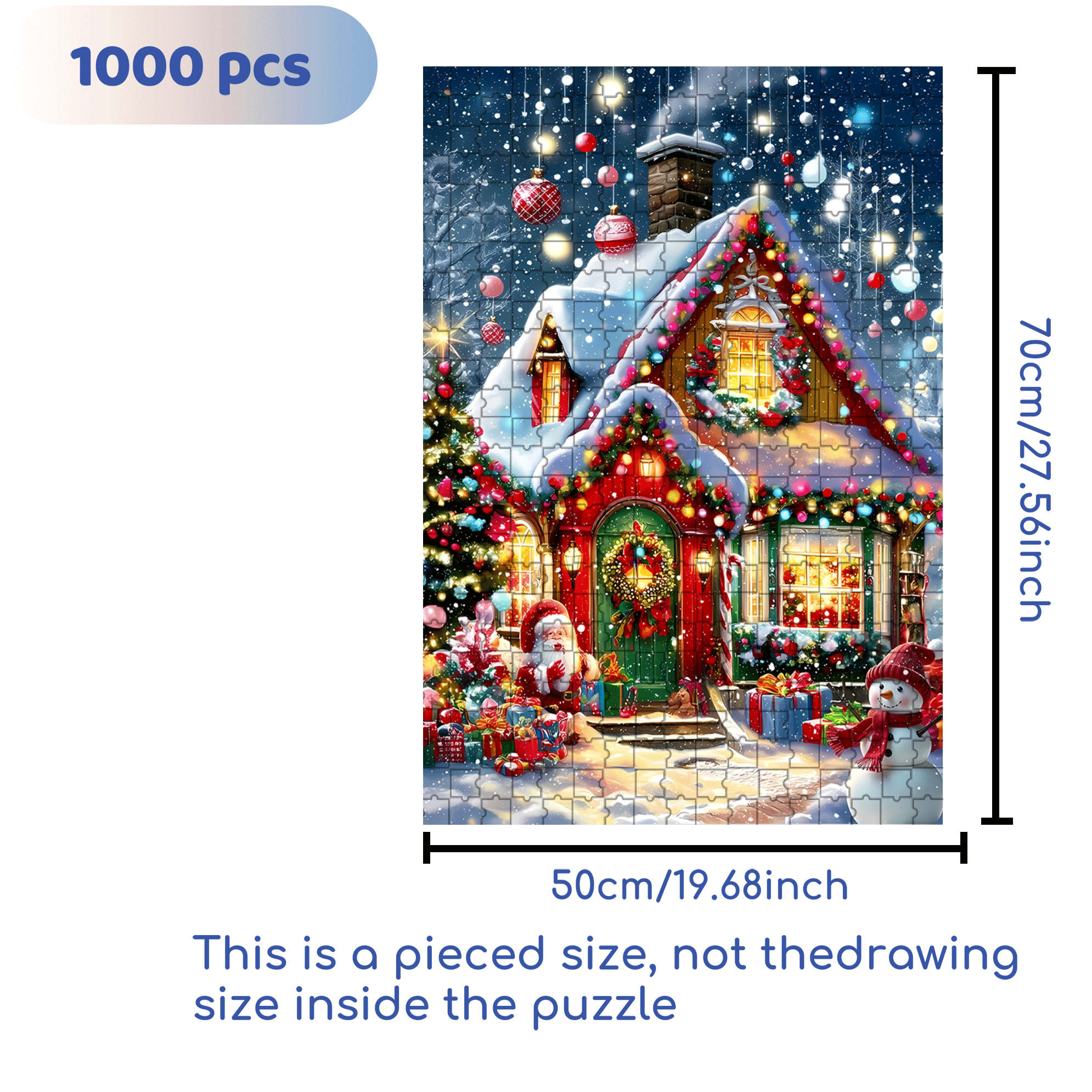 Christmas Snow House & Santa 500pcs/1000pcs Jigsaw Puzzle, Scratch-Resistant, Interactive Family Game & Brain-Boosting DIY Decor, Perfect for Halloween, Christmas & New Year Gifts, Family Puzzle Game