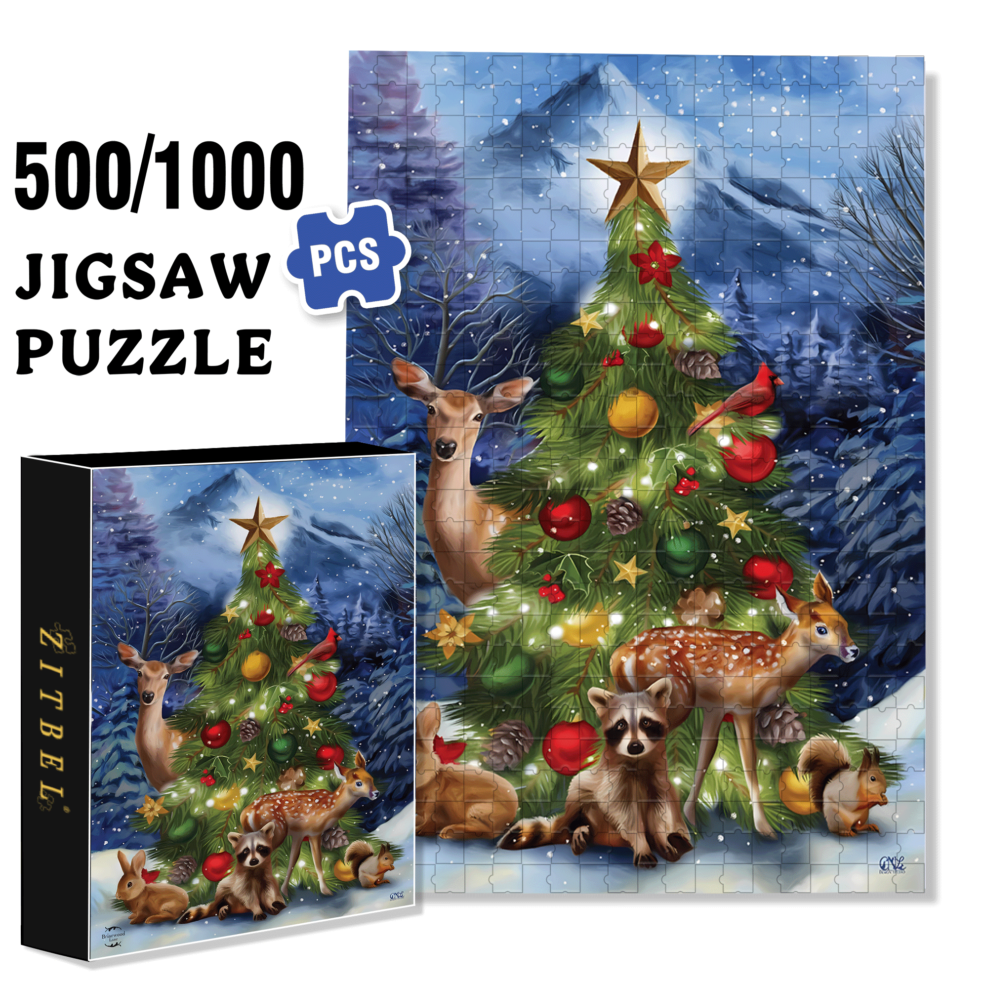 Christmas Tree Friends Garden 500pcs/1000pcs Jigsaw Puzzle, Scratch-Resistant, Interactive Family Game & Brain-Boosting DIY Decor, Perfect for Halloween, Christmas & New Year Gifts, Family Puzzle Game