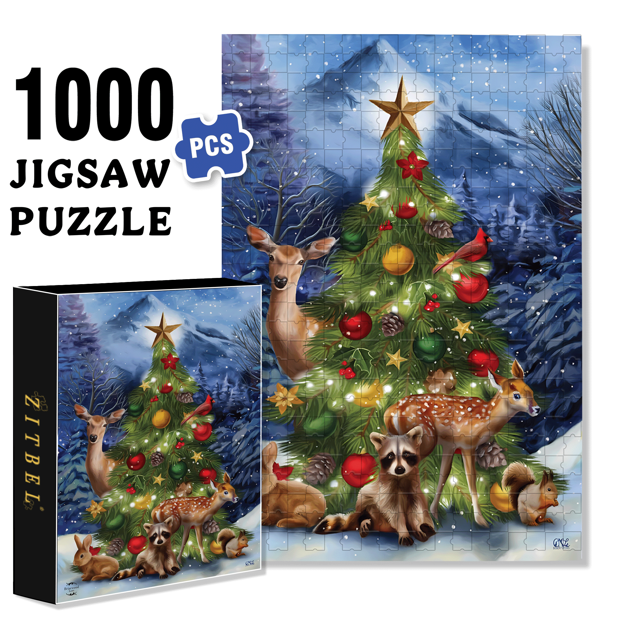 Christmas Tree Friends Garden 500pcs/1000pcs Jigsaw Puzzle, Scratch-Resistant, Interactive Family Game & Brain-Boosting DIY Decor, Perfect for Halloween, Christmas & New Year Gifts, Family Puzzle Game
