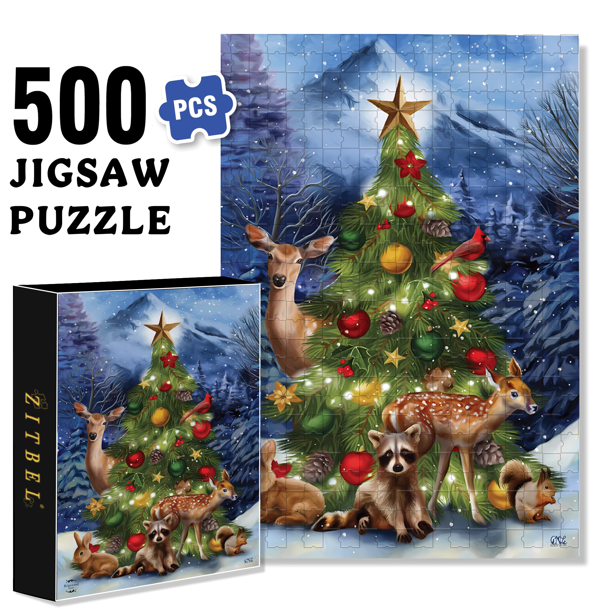 Christmas Tree Friends Garden 500pcs/1000pcs Jigsaw Puzzle, Scratch-Resistant, Interactive Family Game & Brain-Boosting DIY Decor, Perfect for Halloween, Christmas & New Year Gifts, Family Puzzle Game