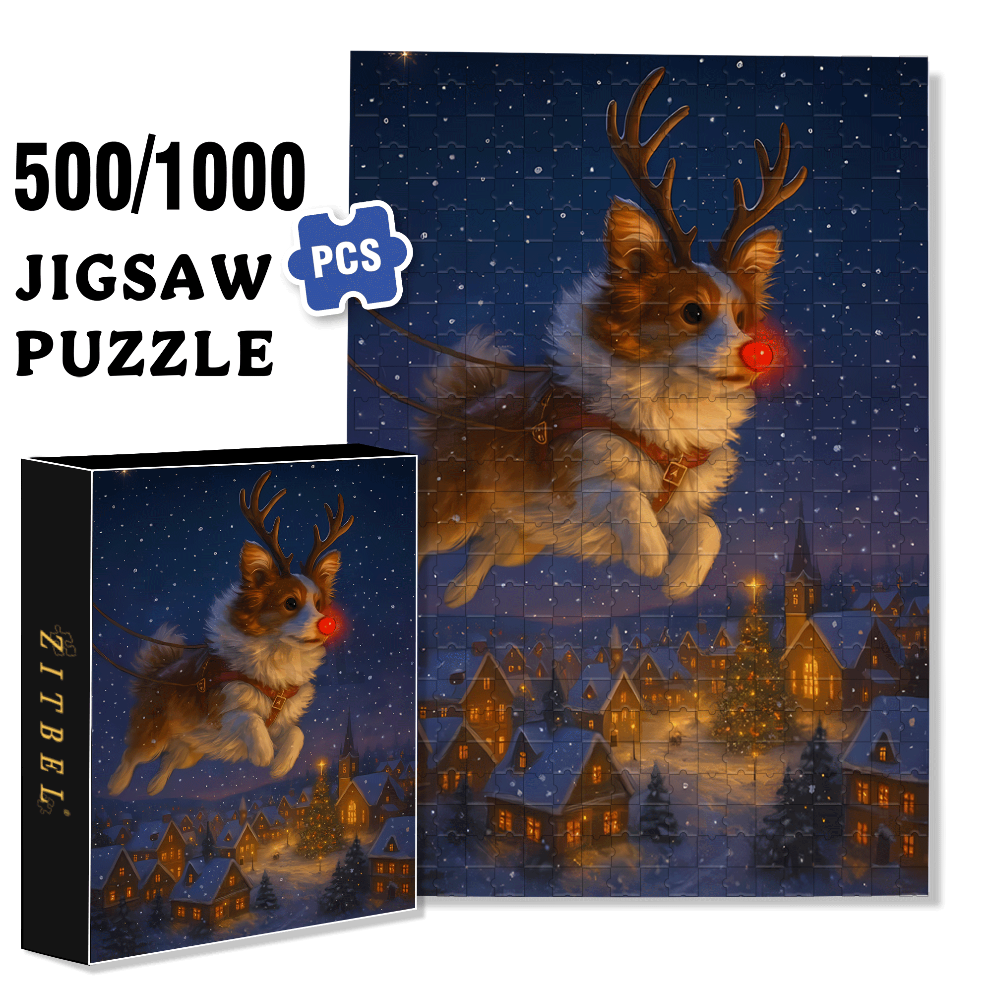 Corgi's Dream 500pcs/1000pcs Jigsaw Puzzle, Scratch-Resistant, Interactive Family Game & Brain-Boosting DIY Decor, Perfect for Halloween, Christmas & New Year Gifts, Family Puzzle Game
