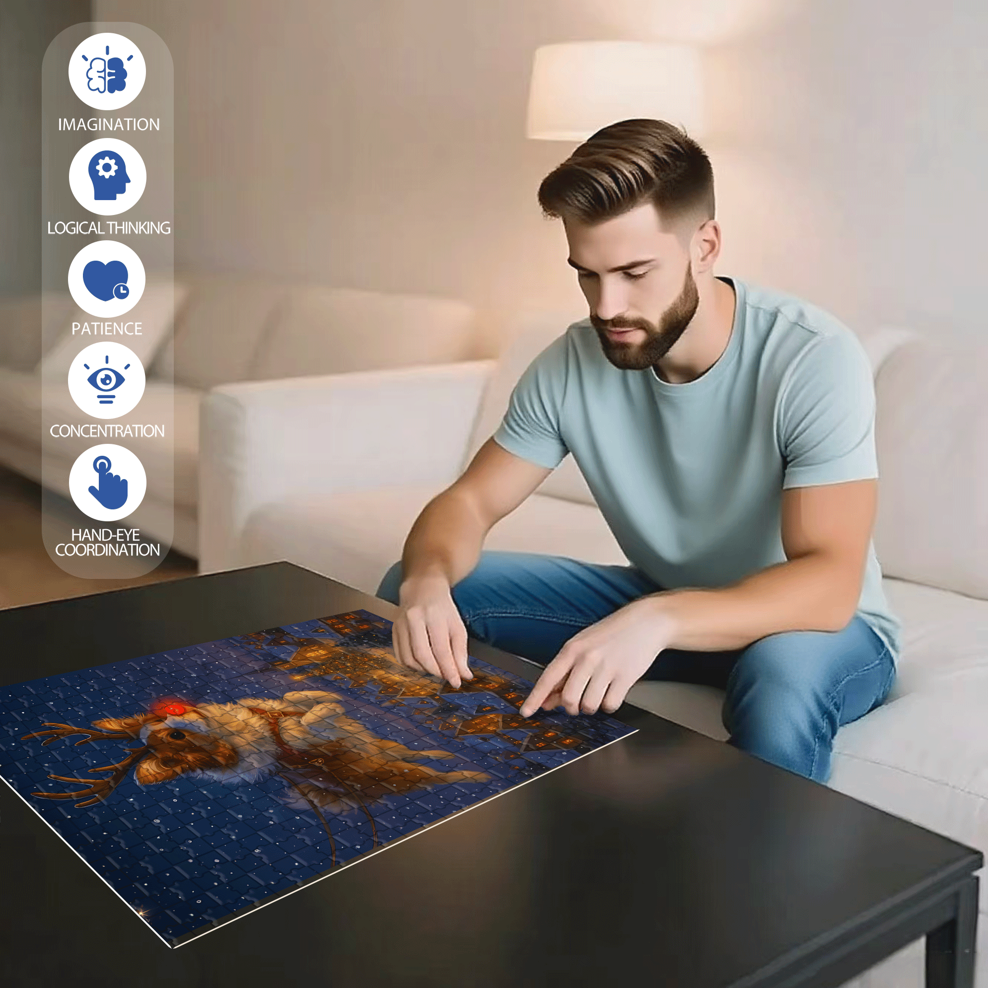 Corgi's Dream 500pcs/1000pcs Jigsaw Puzzle, Scratch-Resistant, Interactive Family Game & Brain-Boosting DIY Decor, Perfect for Halloween, Christmas & New Year Gifts, Family Puzzle Game