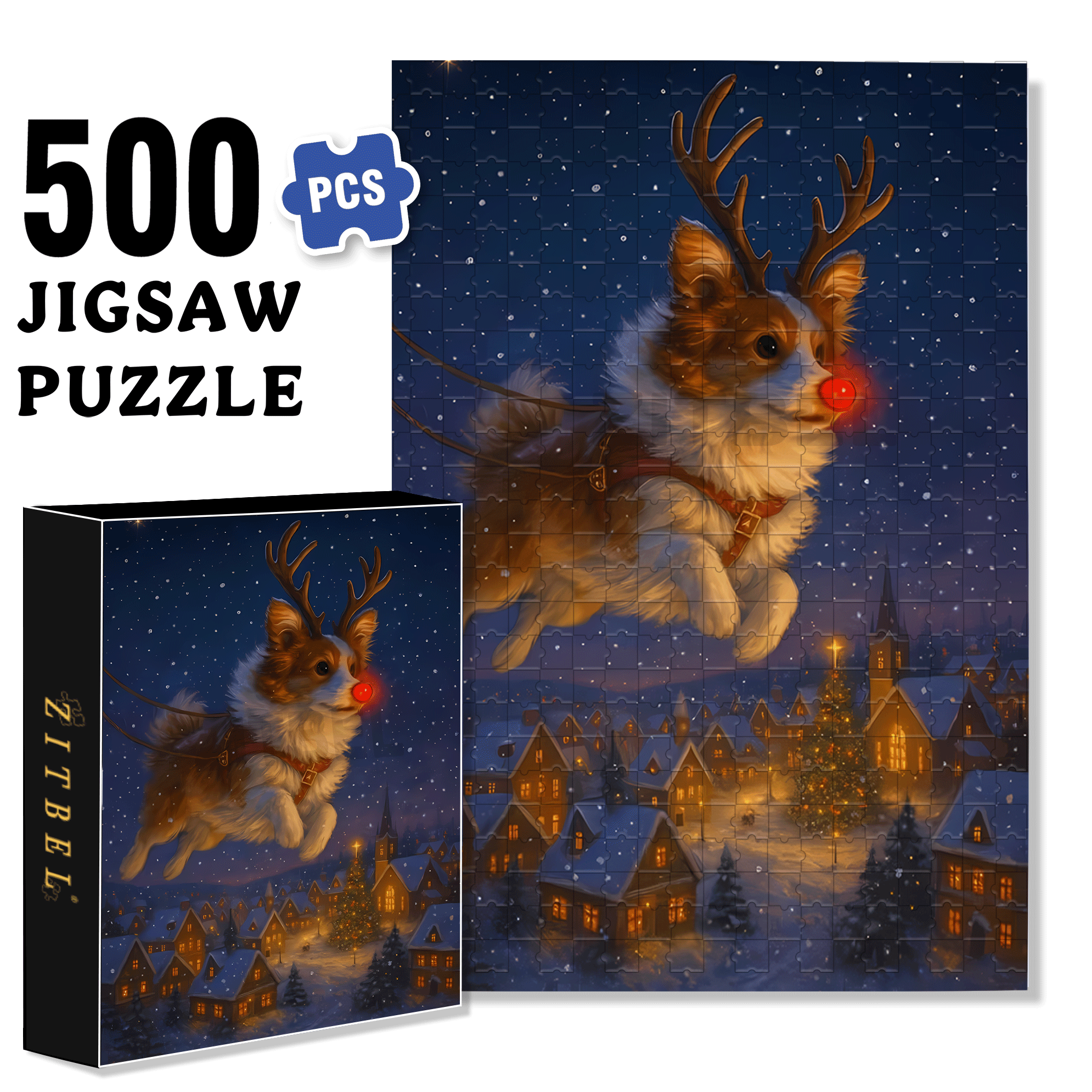 Corgi's Dream 500pcs/1000pcs Jigsaw Puzzle, Scratch-Resistant, Interactive Family Game & Brain-Boosting DIY Decor, Perfect for Halloween, Christmas & New Year Gifts, Family Puzzle Game