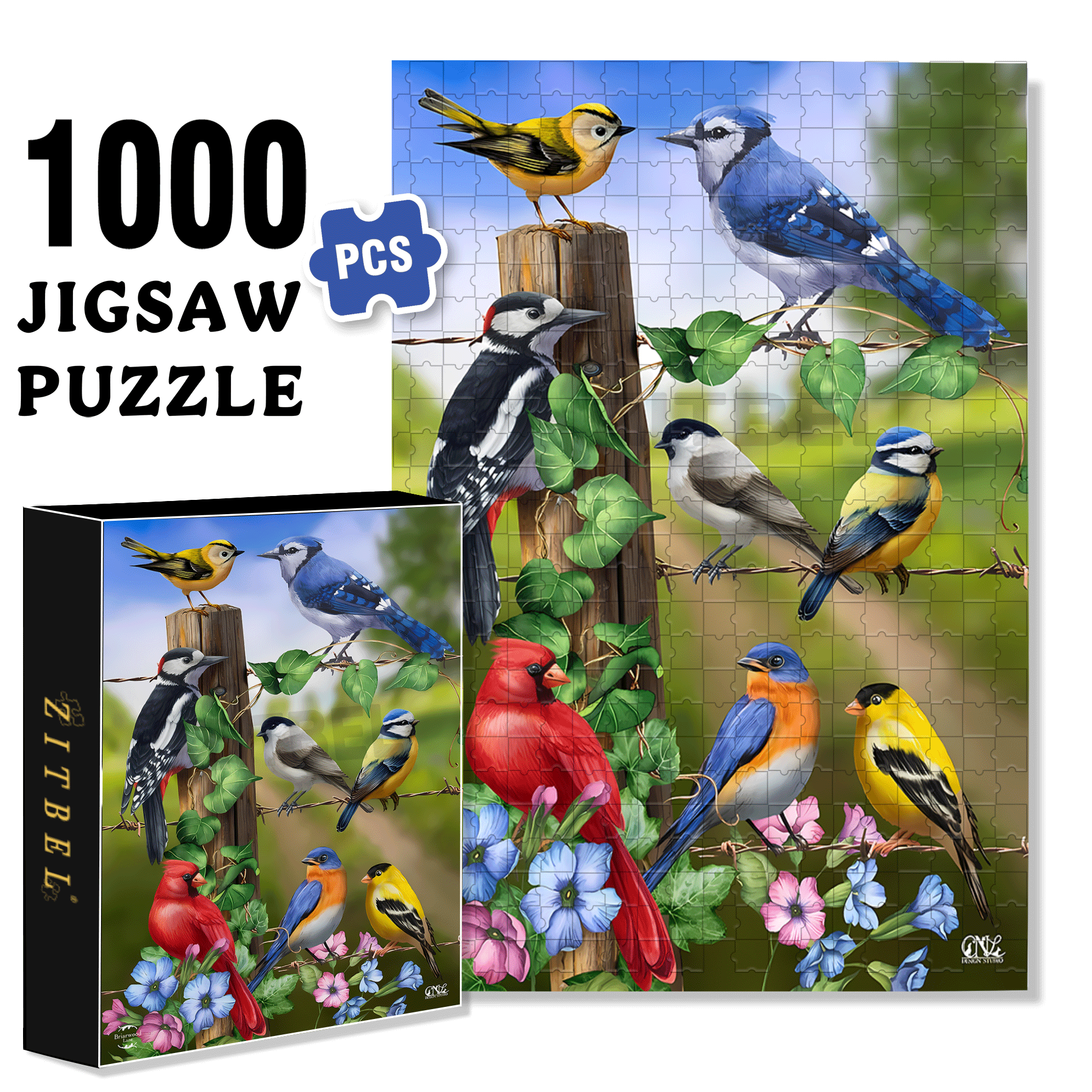 Country Birds Spring Garden 500pcs/1000pcs Jigsaw Puzzle, Scratch-Resistant, Interactive Family Game & Brain-Boosting DIY Decor, Perfect for Halloween, Christmas & New Year Gifts, Family Puzzle Game