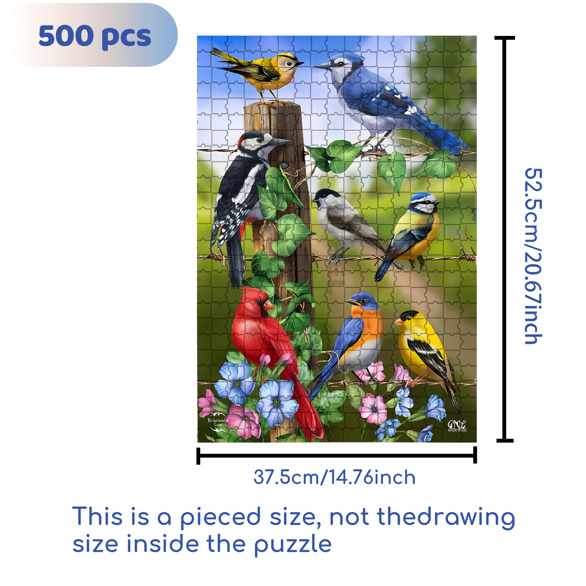 Country Birds Spring Garden 500pcs/1000pcs Jigsaw Puzzle, Scratch-Resistant, Interactive Family Game & Brain-Boosting DIY Decor, Perfect for Halloween, Christmas & New Year Gifts, Family Puzzle Game