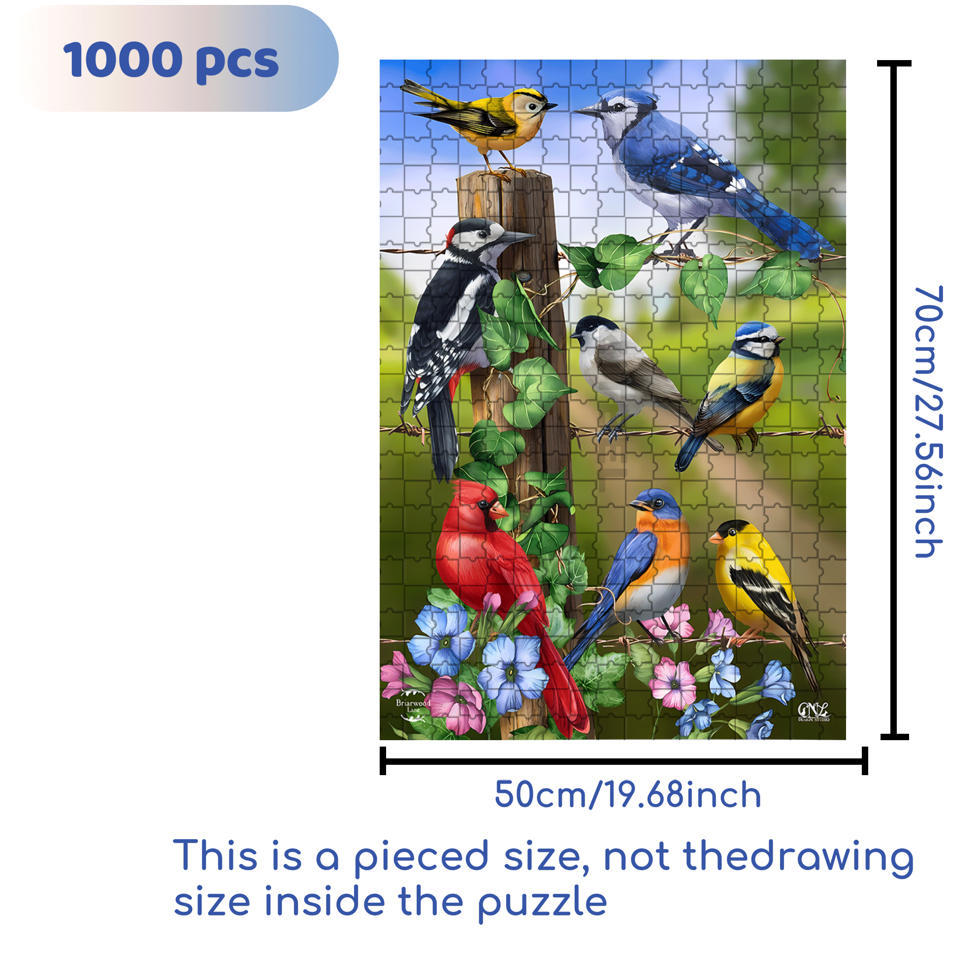 Country Birds Spring Garden 500pcs/1000pcs Jigsaw Puzzle, Scratch-Resistant, Interactive Family Game & Brain-Boosting DIY Decor, Perfect for Halloween, Christmas & New Year Gifts, Family Puzzle Game