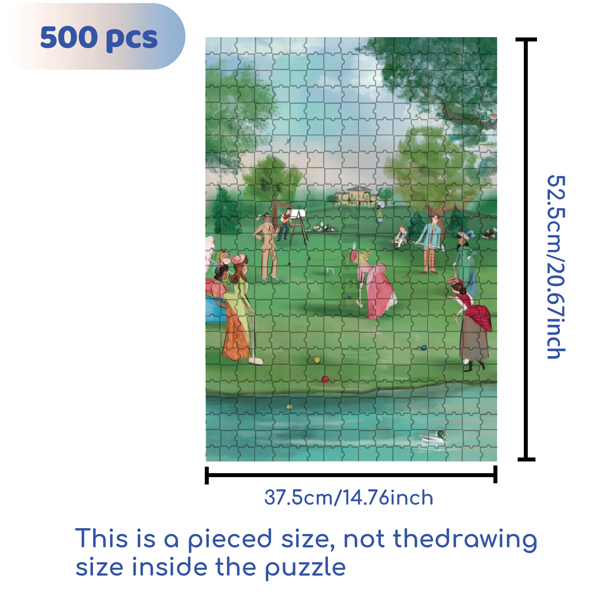 Croquet Afternoon 500pcs/1000pcs Jigsaw Puzzle, Scratch-Resistant, Interactive Family Game & Brain-Boosting DIY Decor, Perfect for Halloween, Christmas & New Year Gifts, Family Puzzle Game