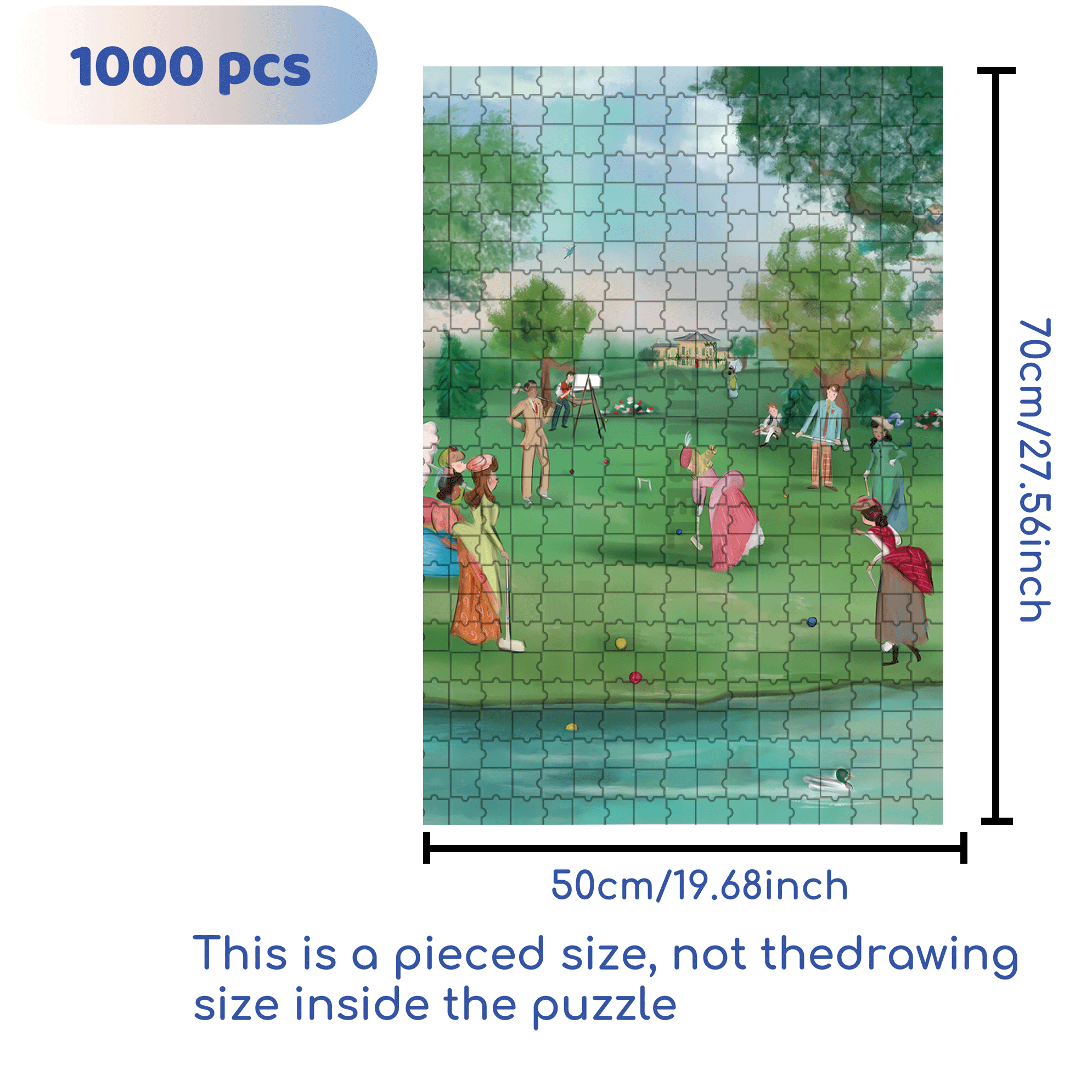 Croquet Afternoon 500pcs/1000pcs Jigsaw Puzzle, Scratch-Resistant, Interactive Family Game & Brain-Boosting DIY Decor, Perfect for Halloween, Christmas & New Year Gifts, Family Puzzle Game