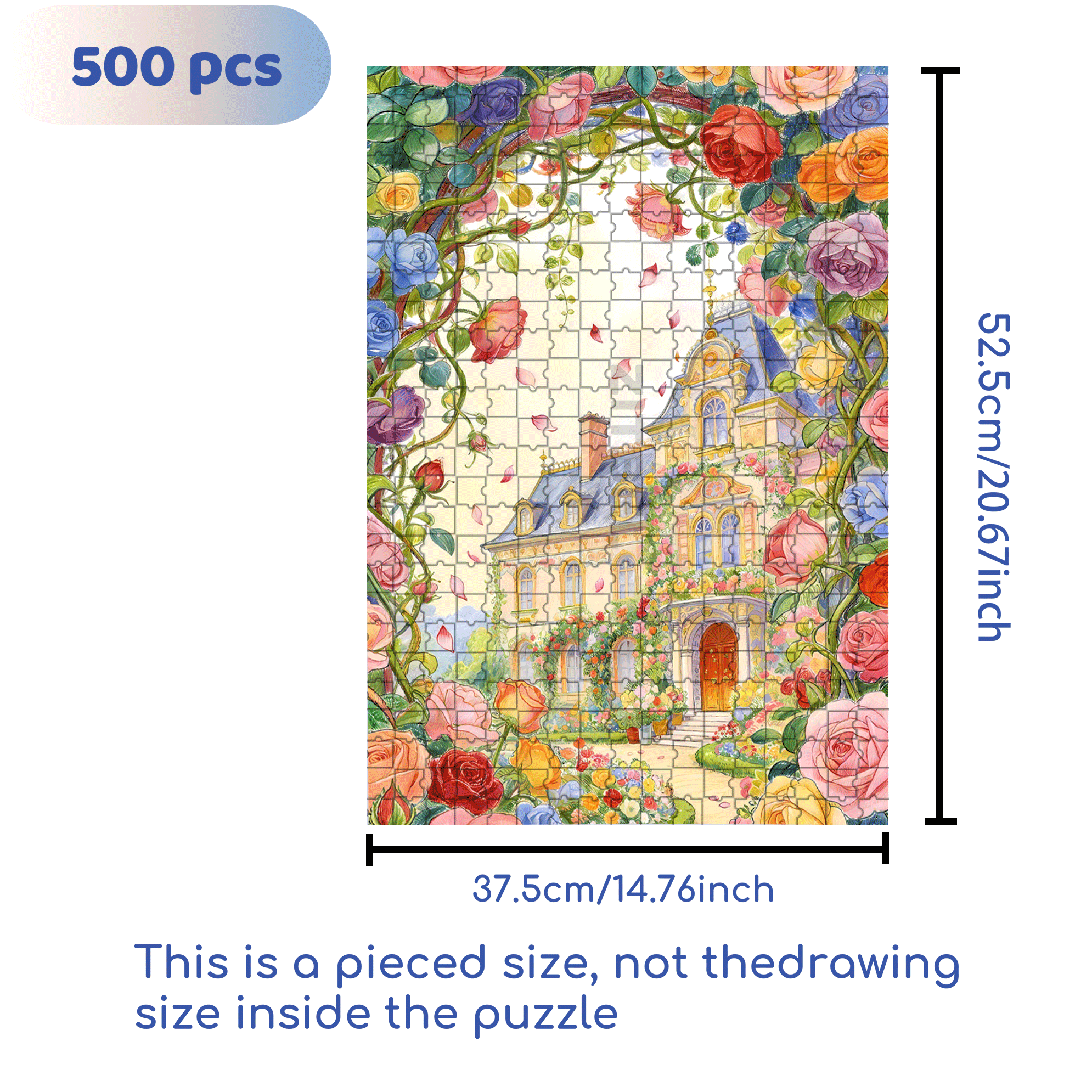 Dream Rose Manor 500pcs/1000pcs Jigsaw Puzzle, Scratch-Resistant, Interactive Family Game & Brain-Boosting DIY Decor, Perfect for Halloween, Christmas & New Year Gifts, Family Puzzle Game