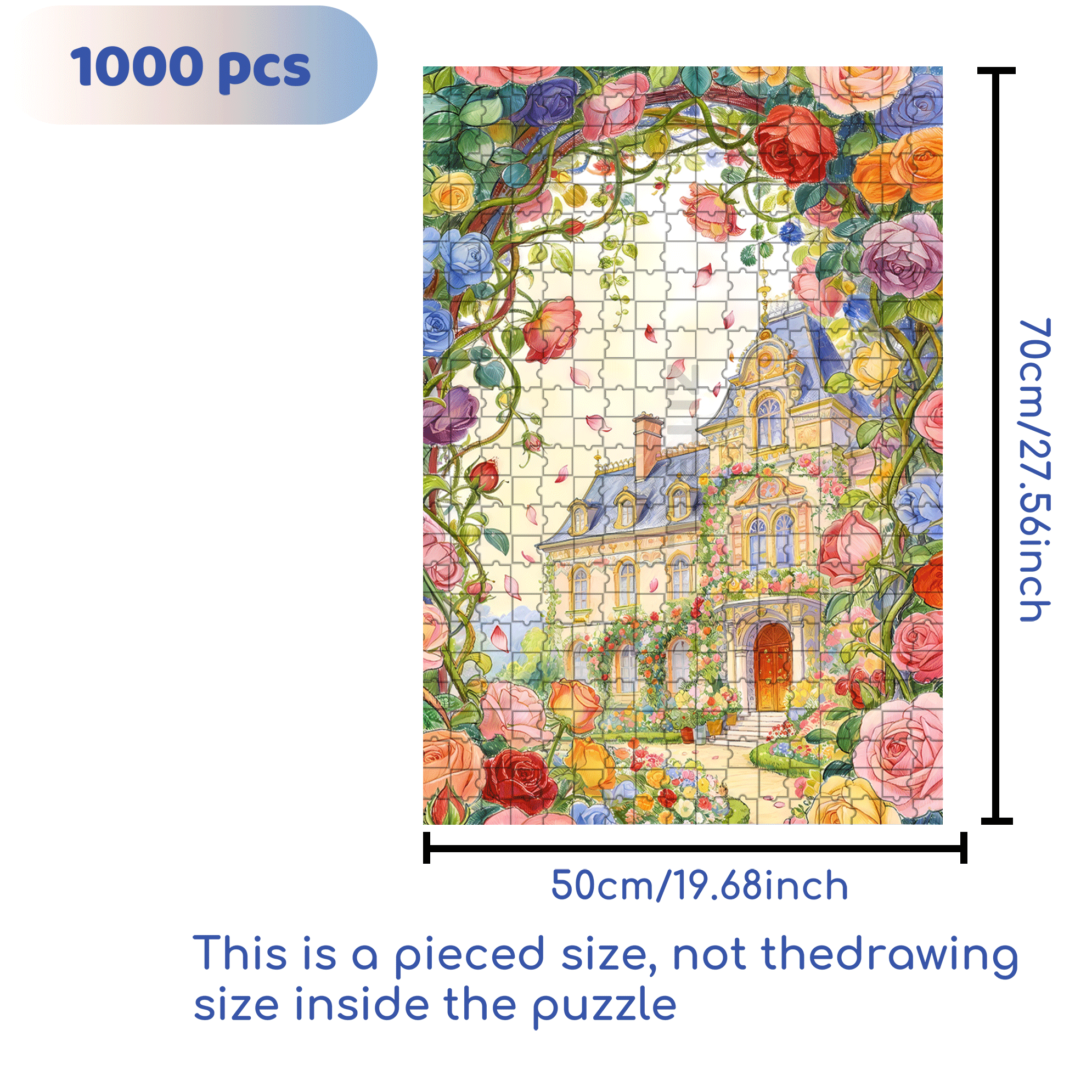 Dream Rose Manor 500pcs/1000pcs Jigsaw Puzzle, Scratch-Resistant, Interactive Family Game & Brain-Boosting DIY Decor, Perfect for Halloween, Christmas & New Year Gifts, Family Puzzle Game